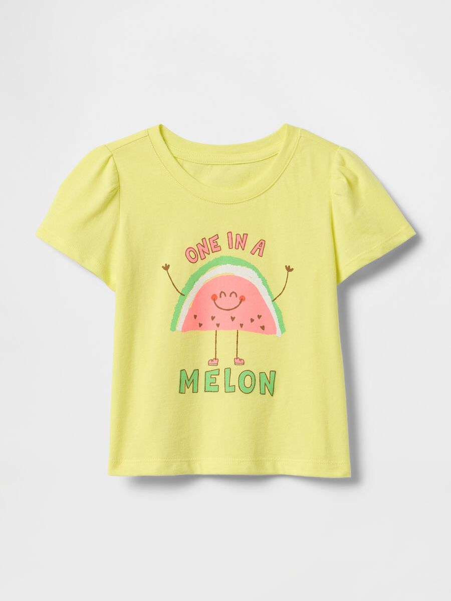 T-shirt gialla con stampa anguria per bambini Bimba_0
