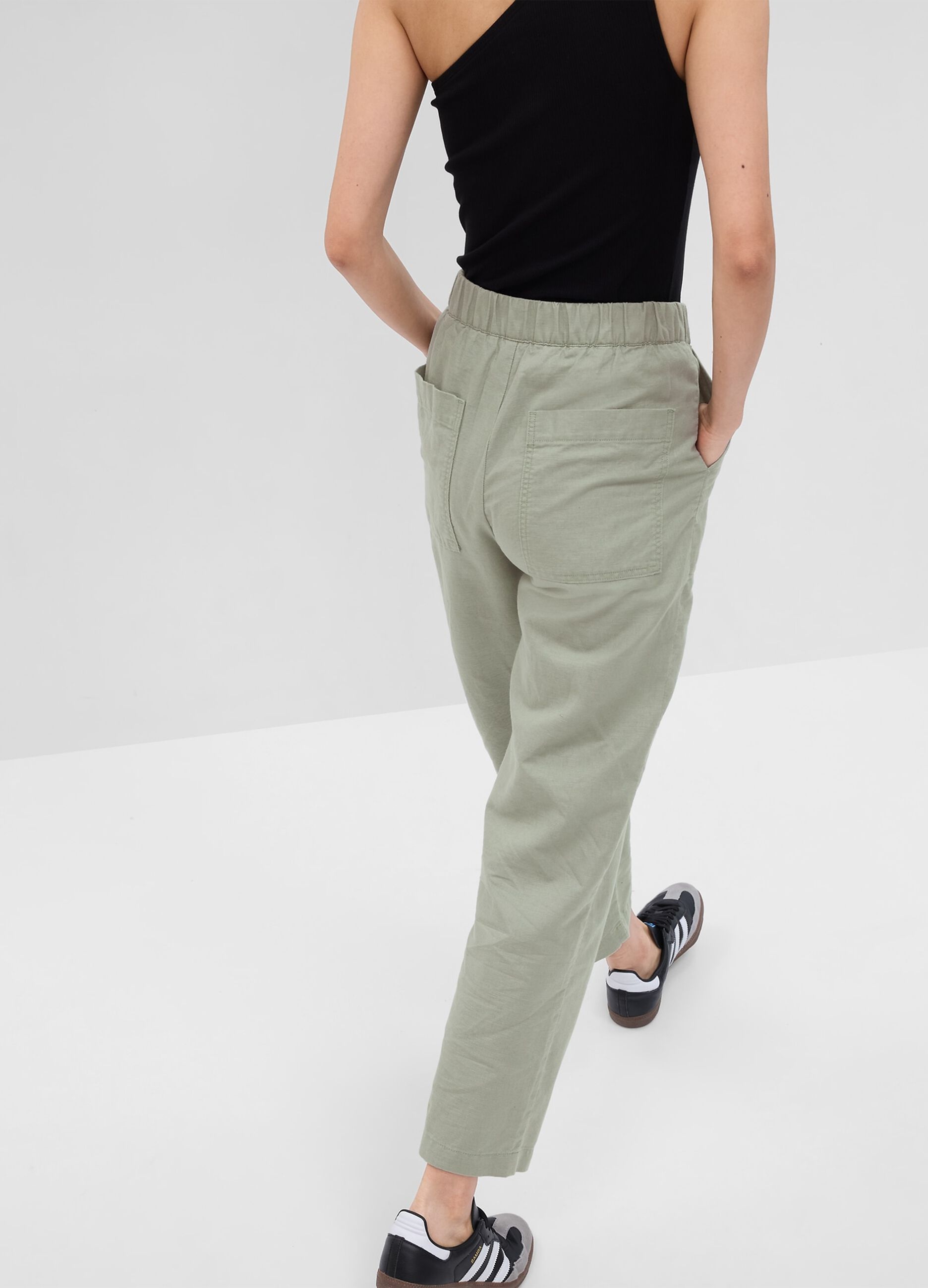 Pantaloni straight fit in lino e cotone_2