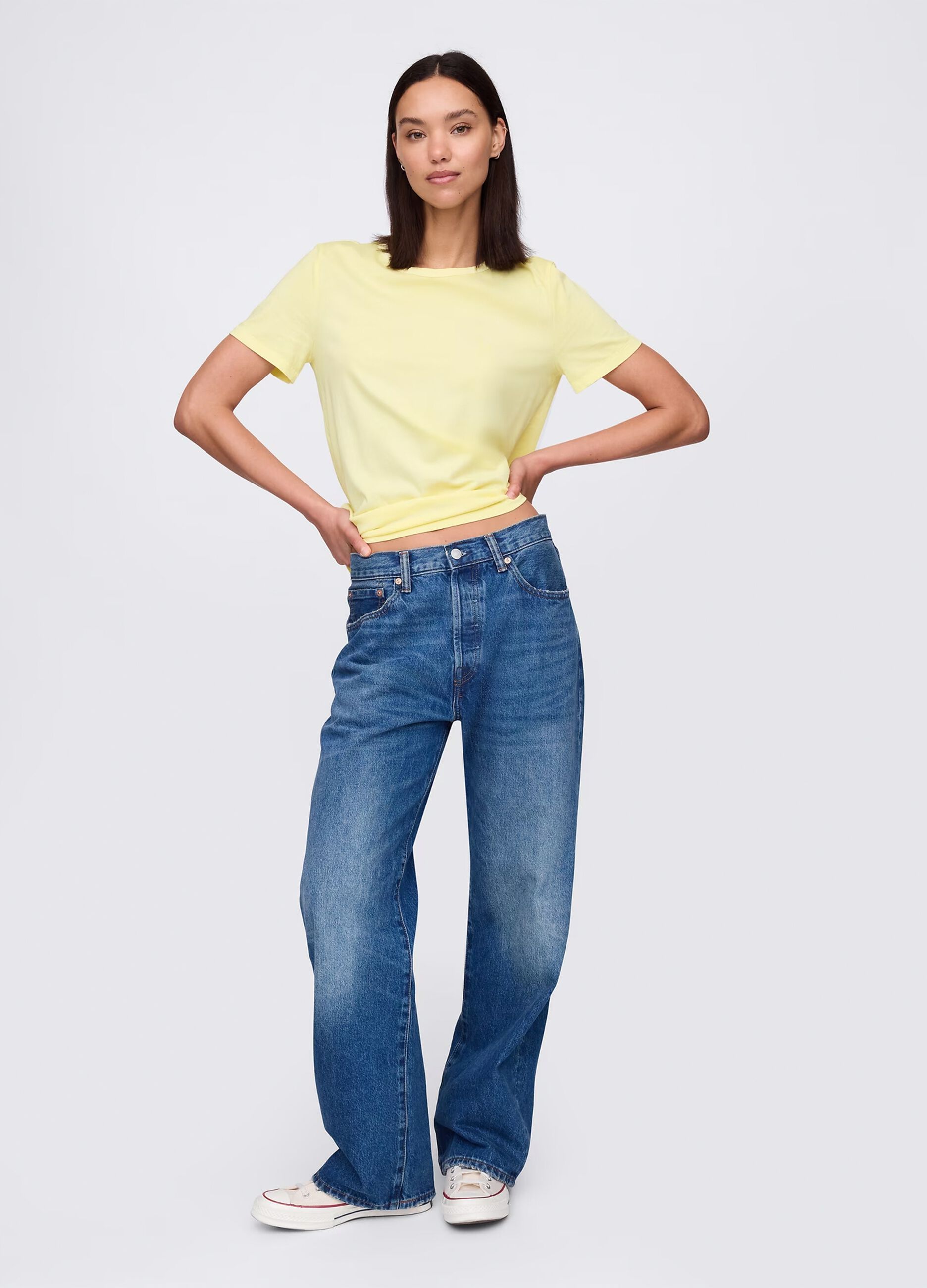 T-shirt gialla in puro cotone_1