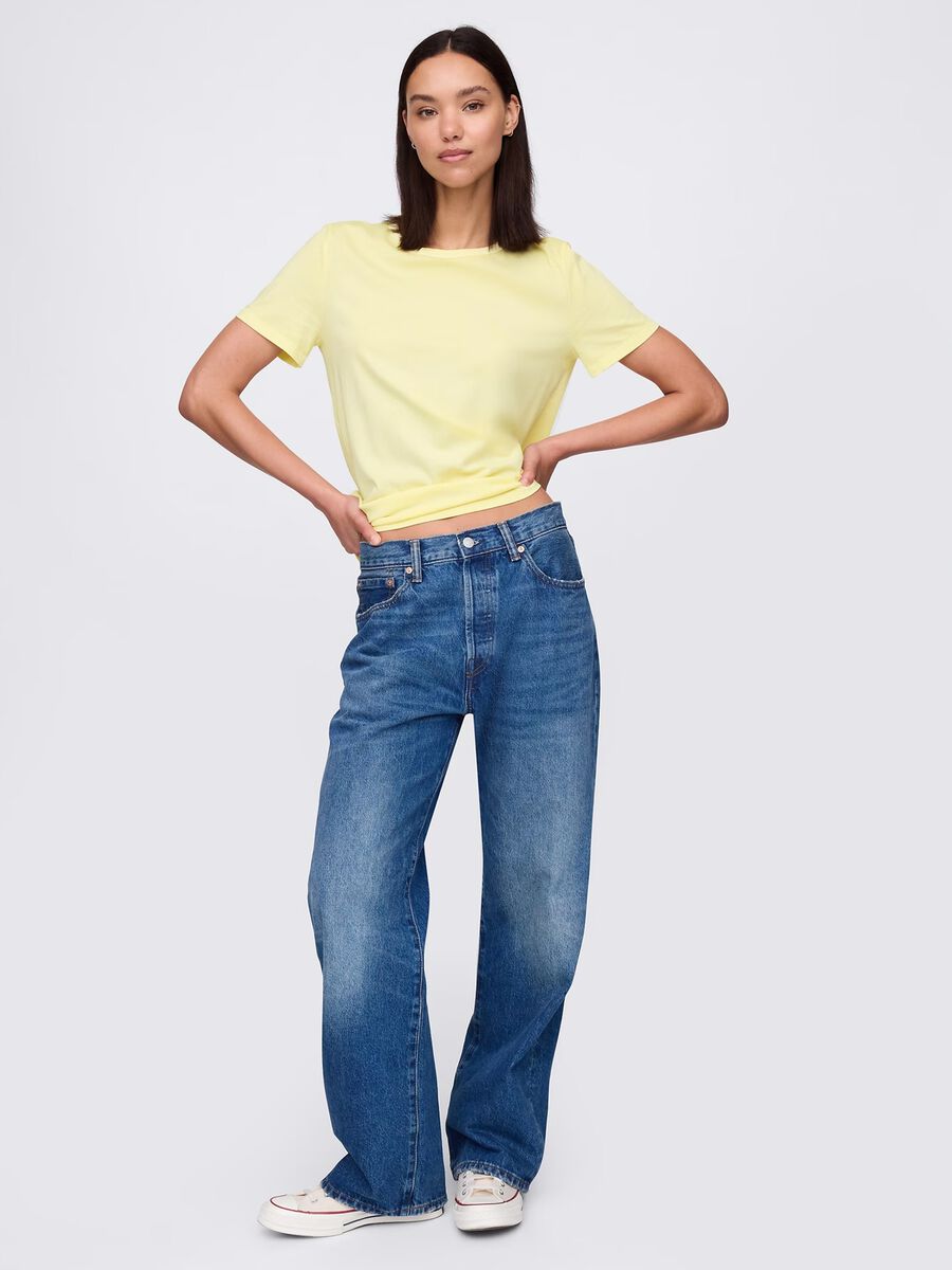 T-shirt gialla in puro cotone Donna_1