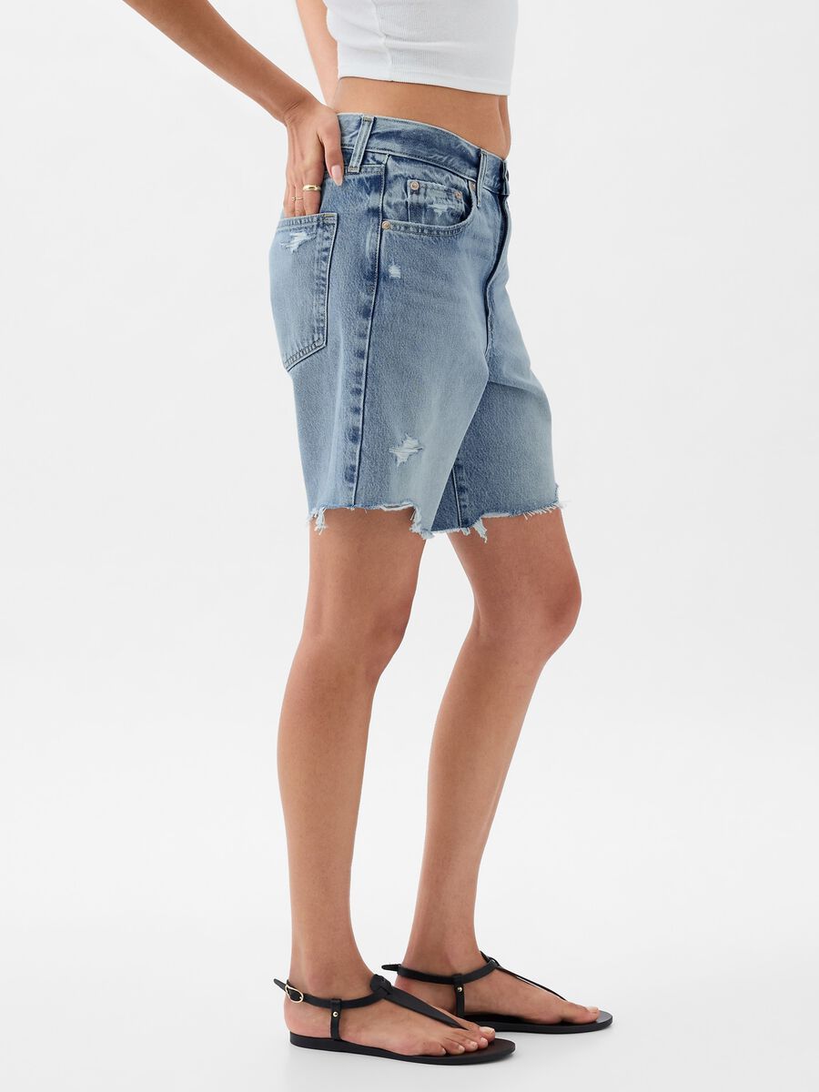 Loose-fit regular-rise Bermuda shorts in denim Woman_1