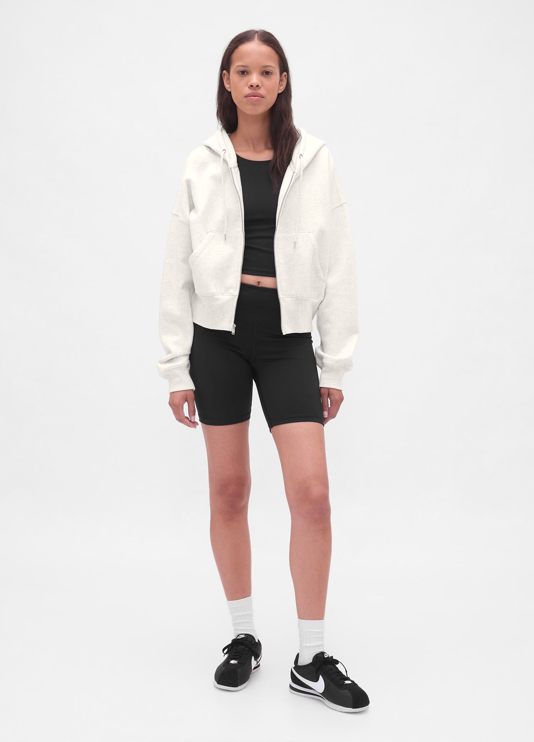 White Hoodie with Full Zip