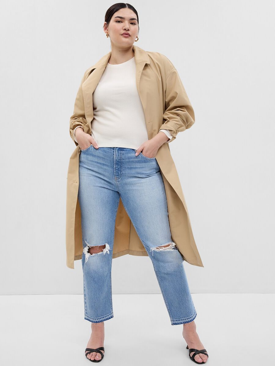 Straight-fit, high-rise jeans with worn look Woman_3
