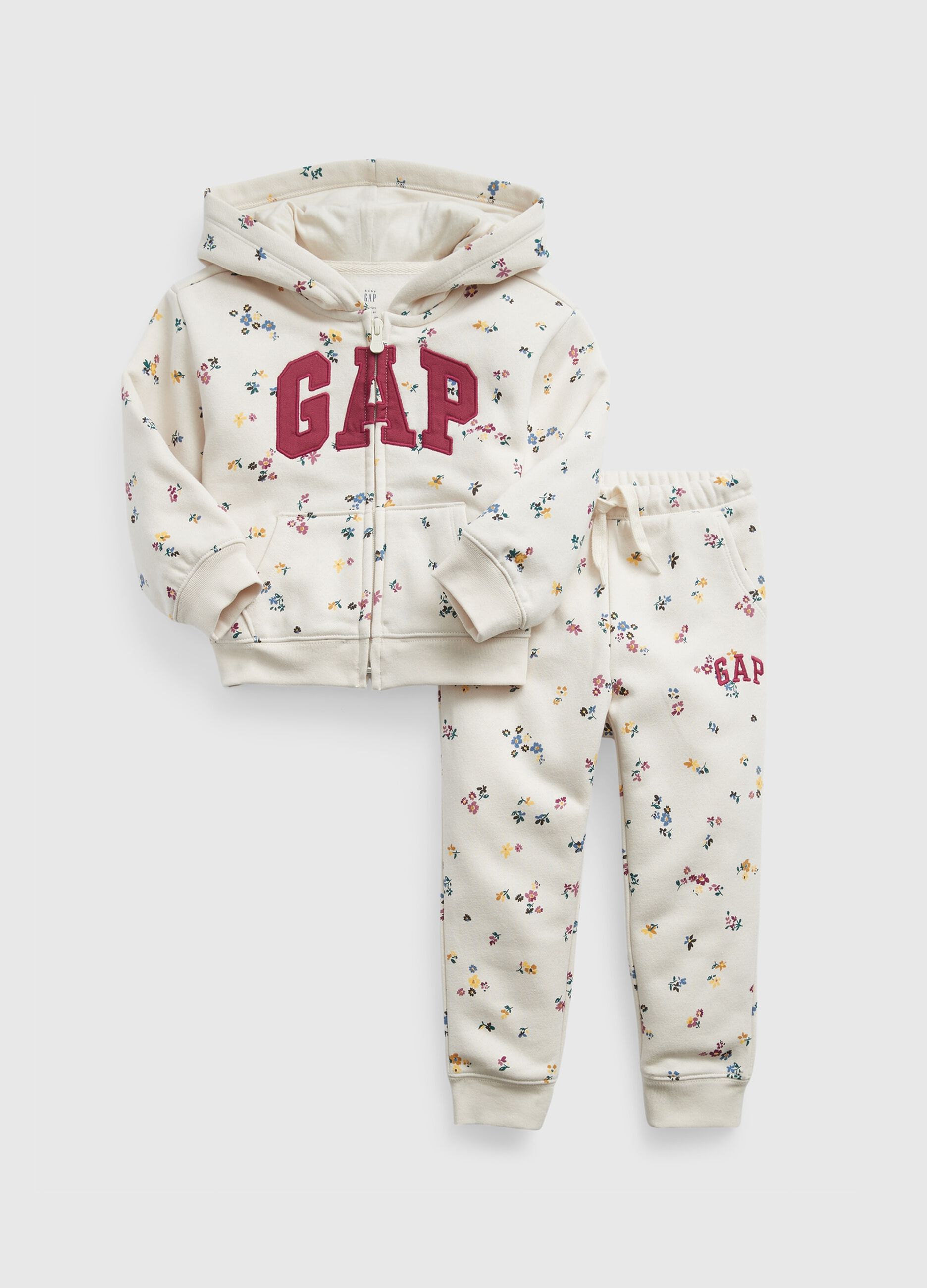 Fleece jogging set with small flowers print