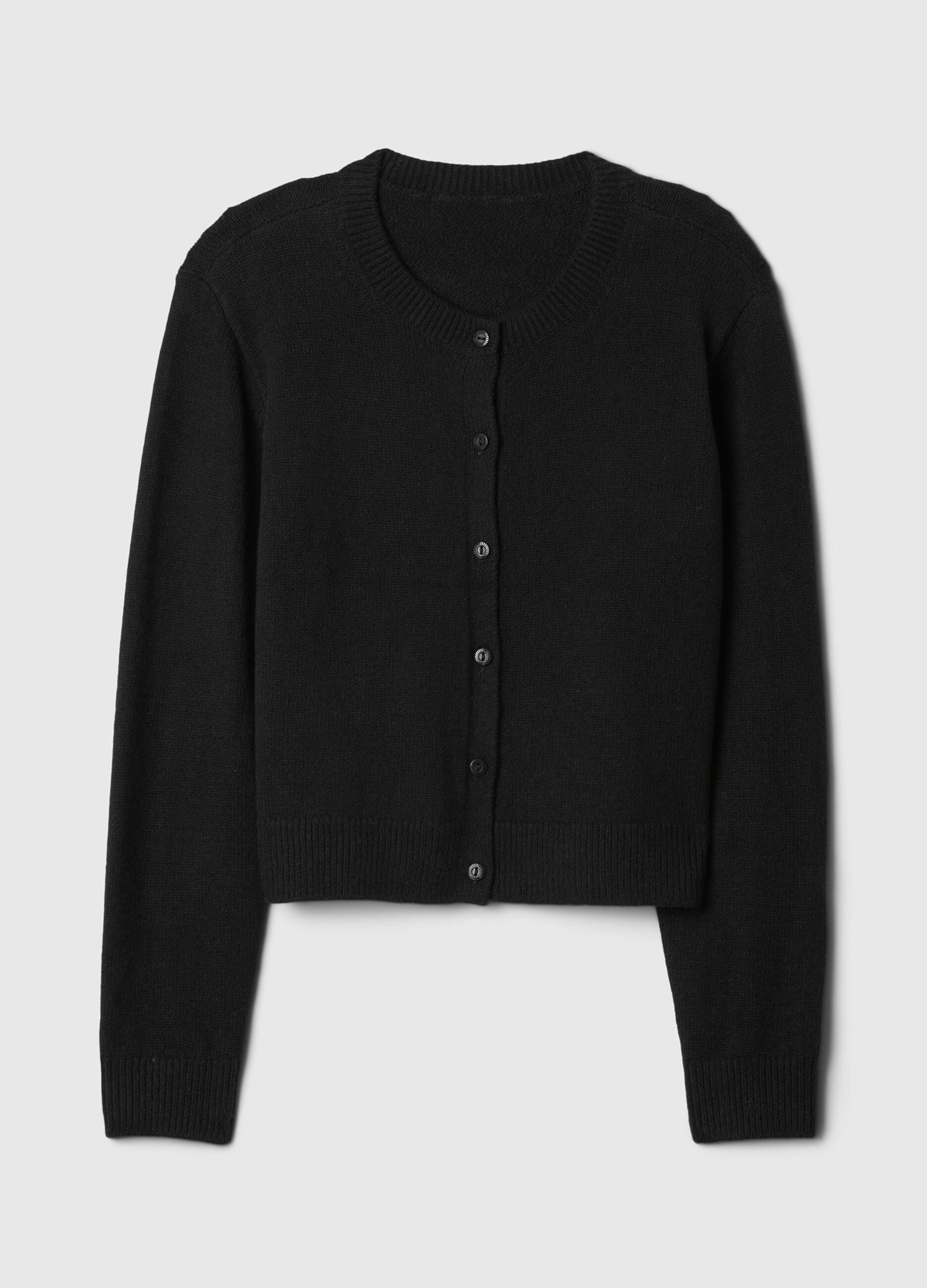 Solid colour cardigan with round neck_3