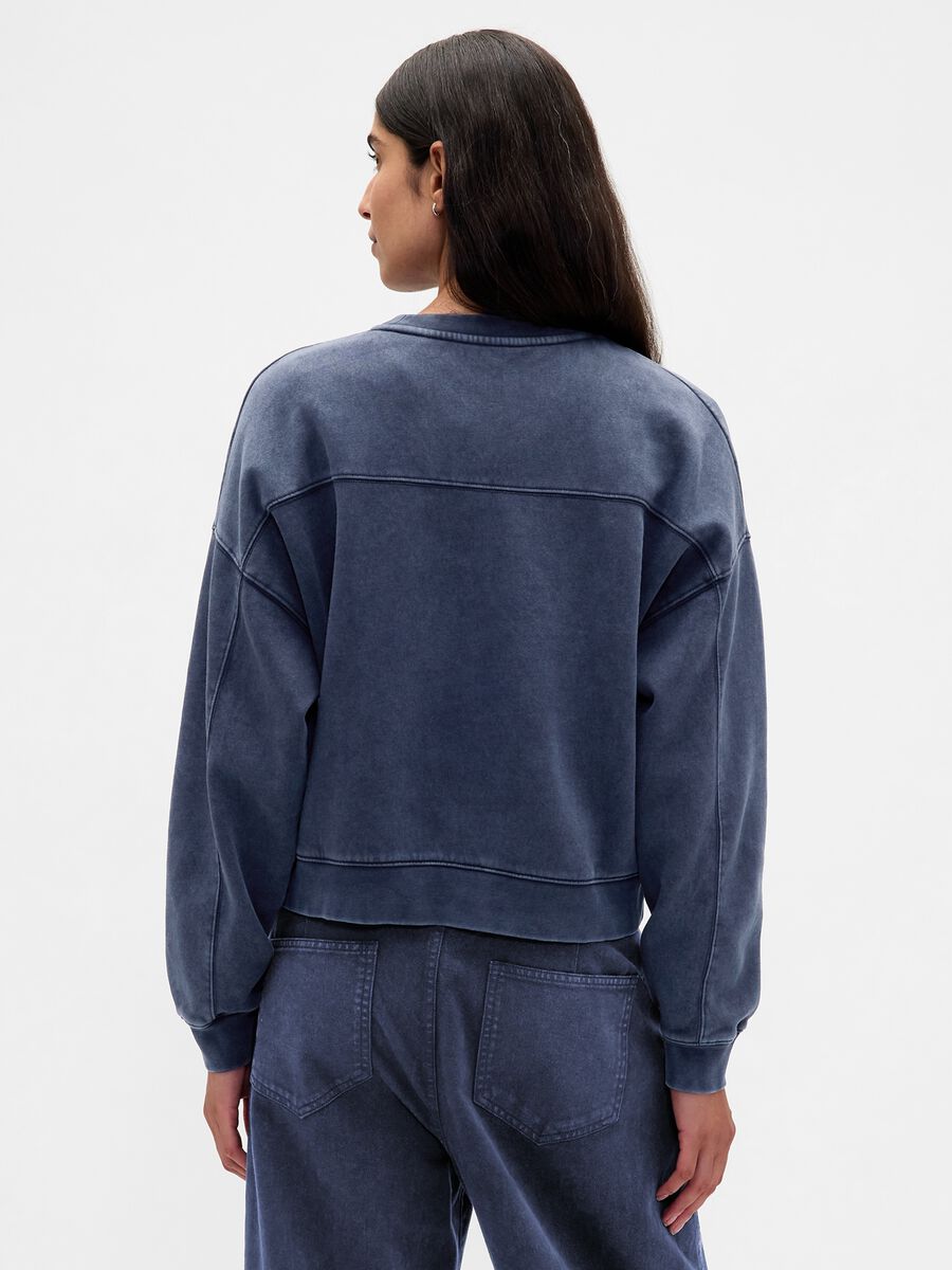 Felpa blu girocollo in misto cotone Donna_1