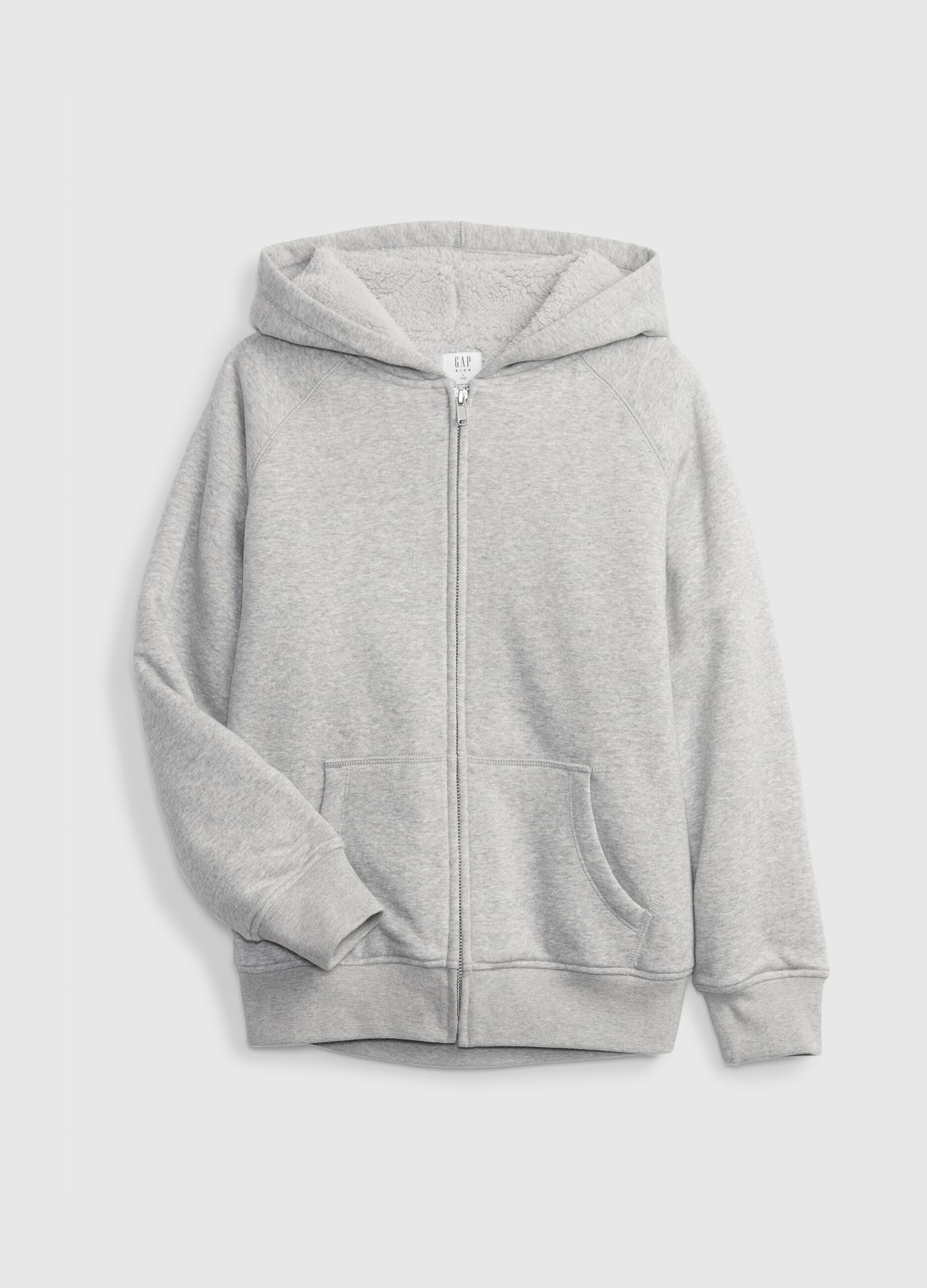 Full-zip with sherpa hood and lining