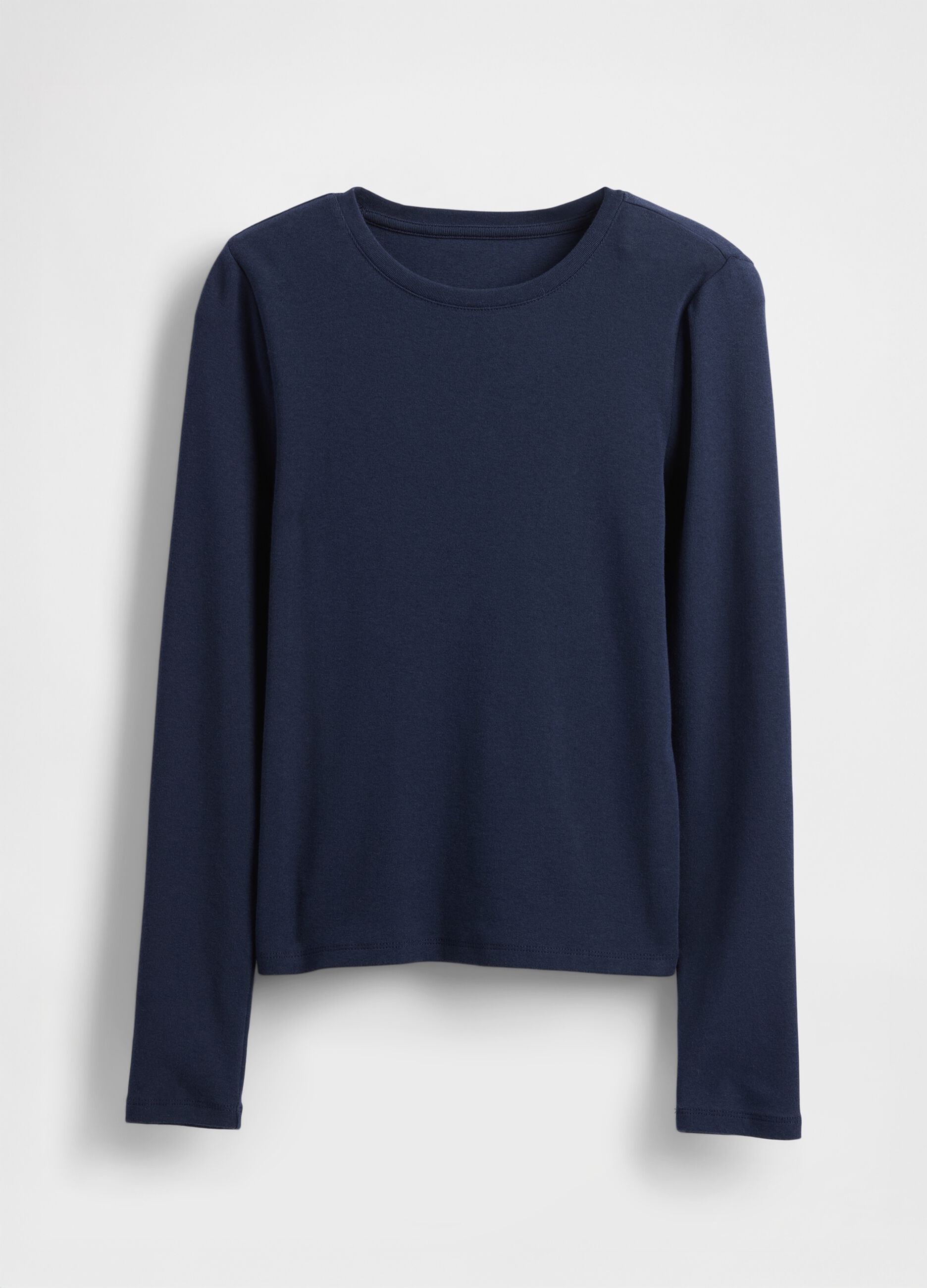 Maglia blu a maniche lunghe in cotone e modal elasticizzato_3