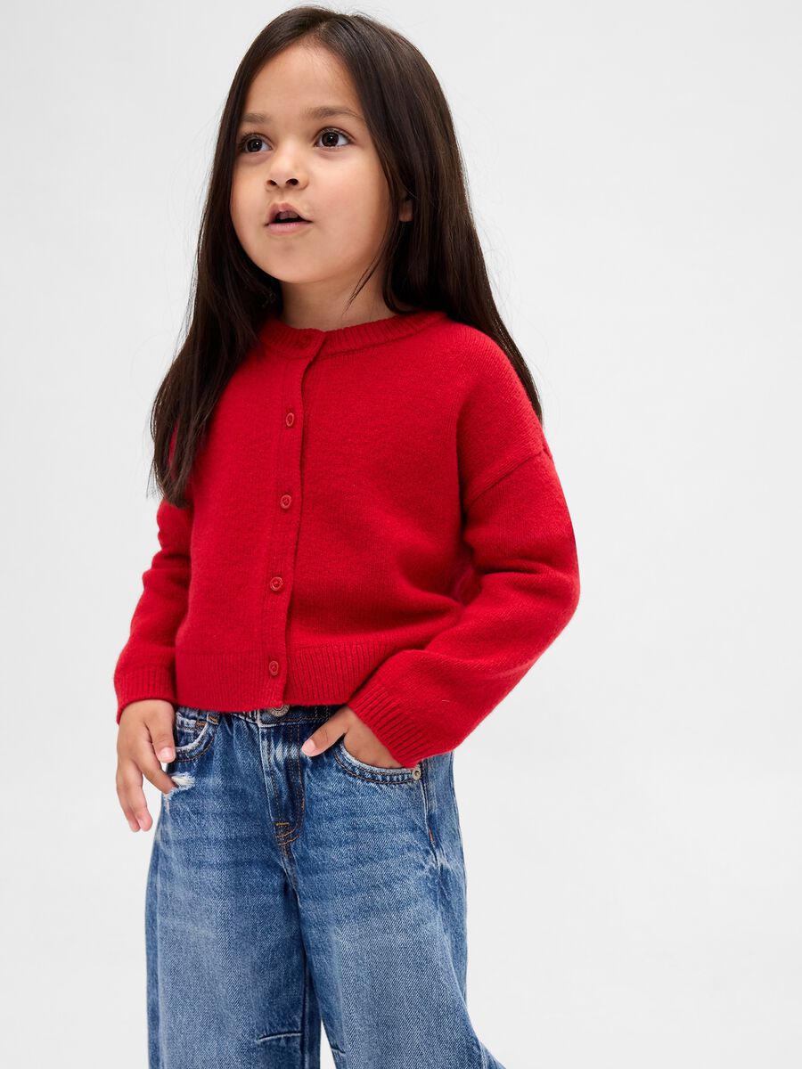 Cardigan rosso per bambina in misto cotone Bimba_0