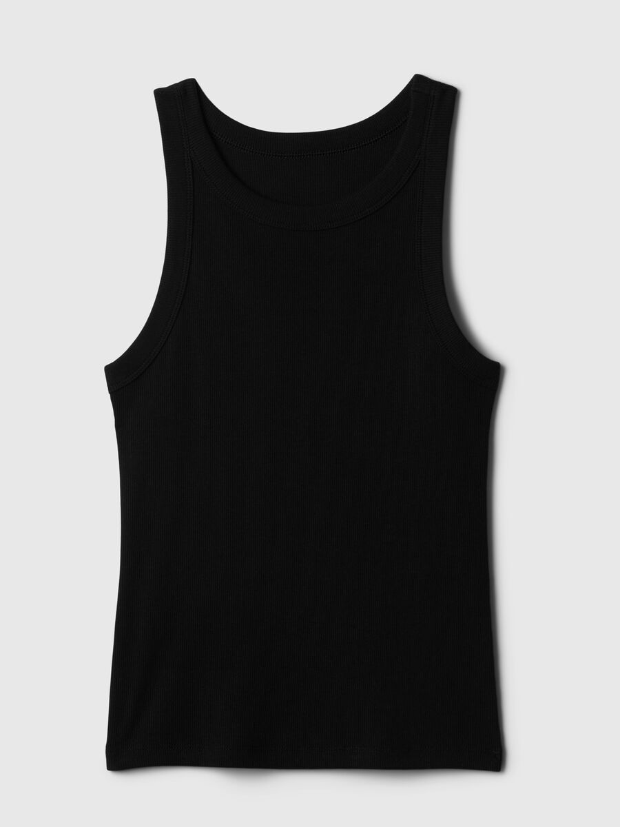 Tank top a costine con scollo halter Donna_2