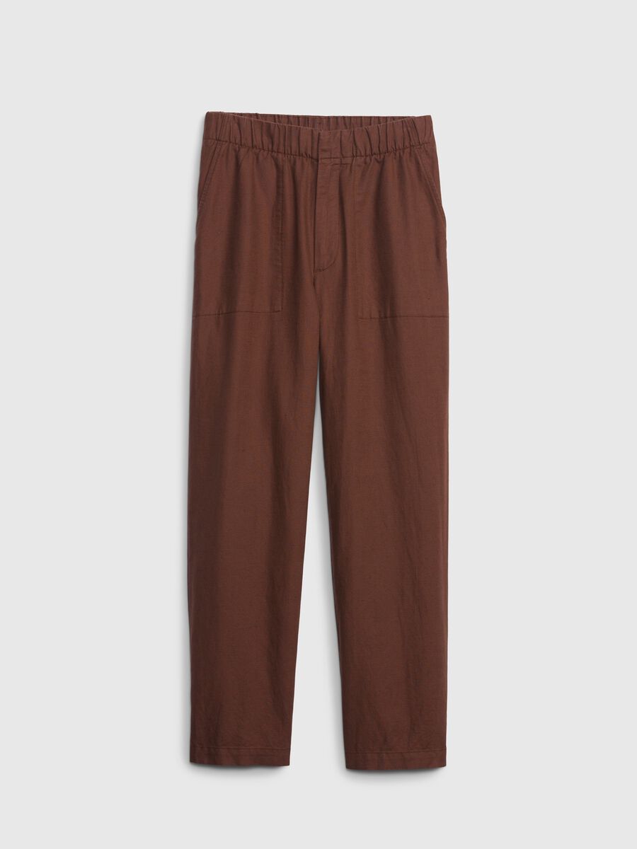 Straight-fit trousers in linen and cotton Woman_5