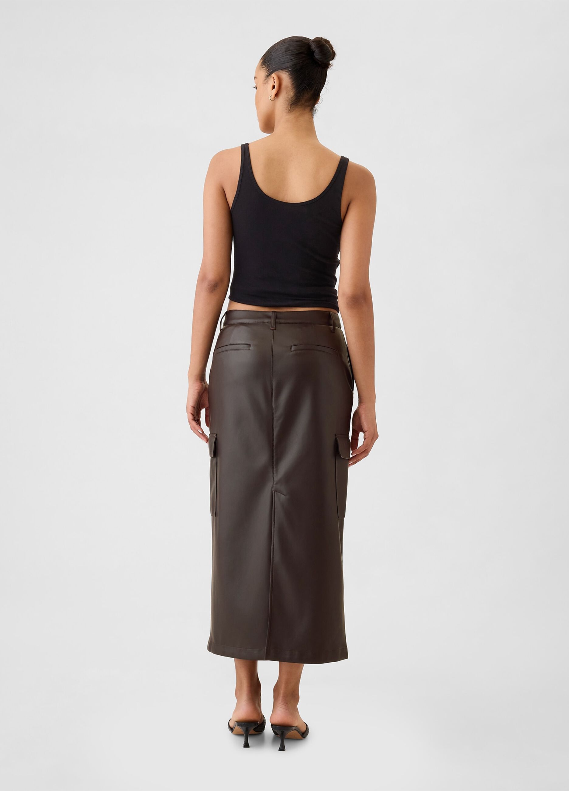 Glossy-effect midi cargo skirt_2