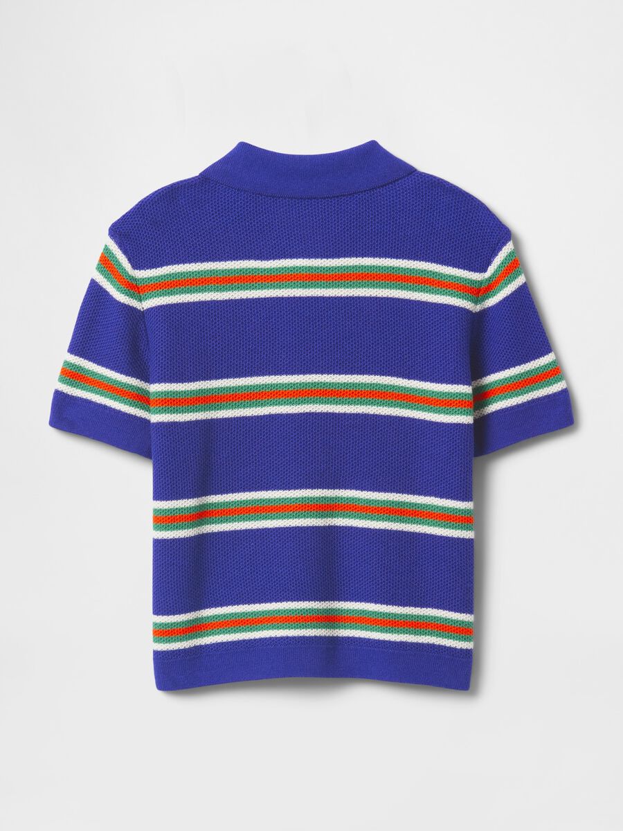Polo a righe multicolor in puro cotone Bimbo_2