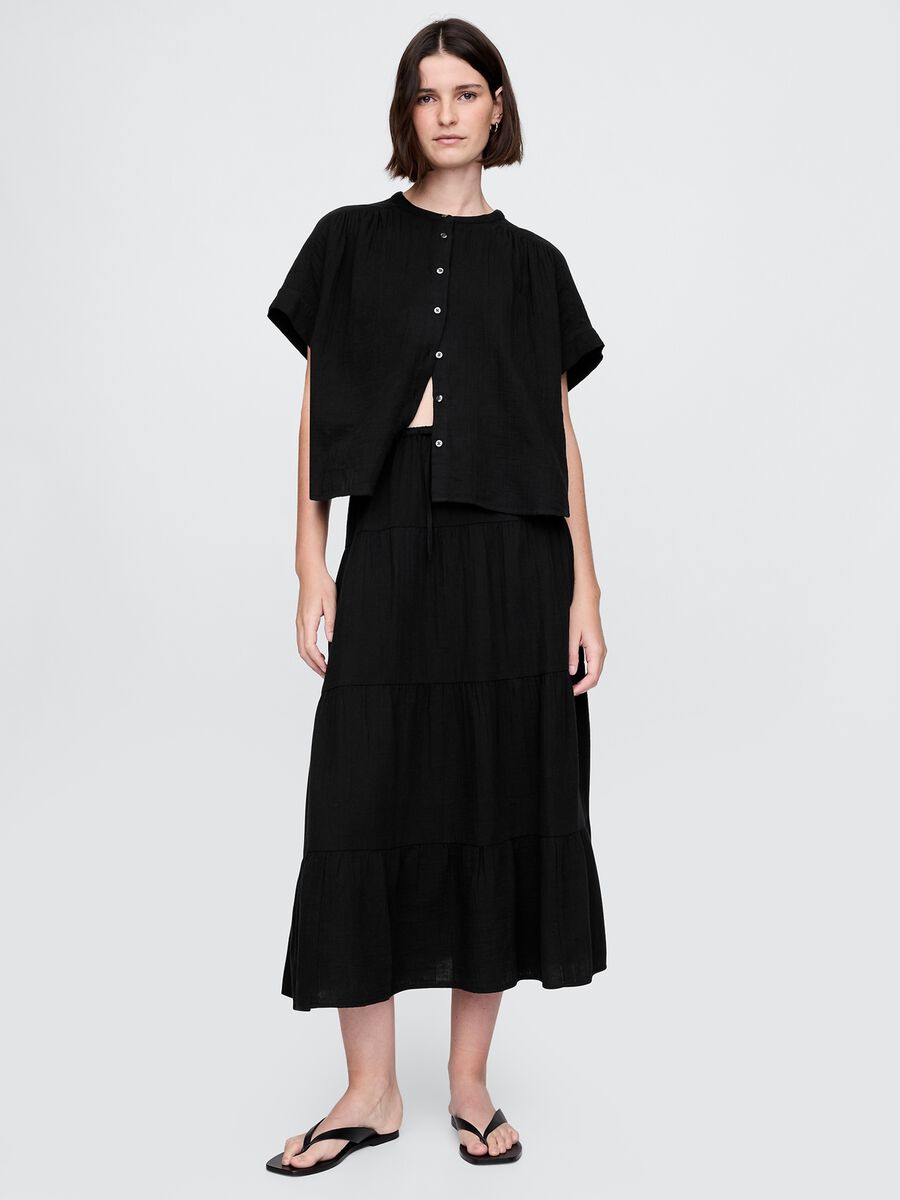 Completo estivo nero con top e gonna lunga Donna_0