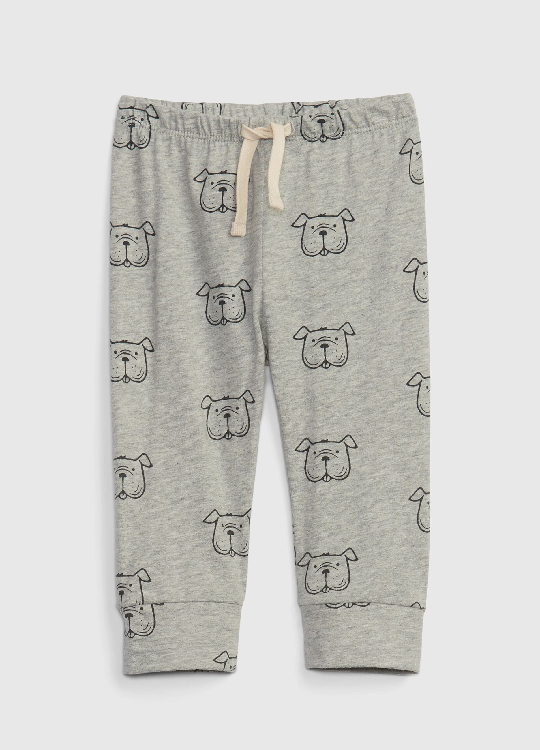 Joggers with drawstring and puppy print