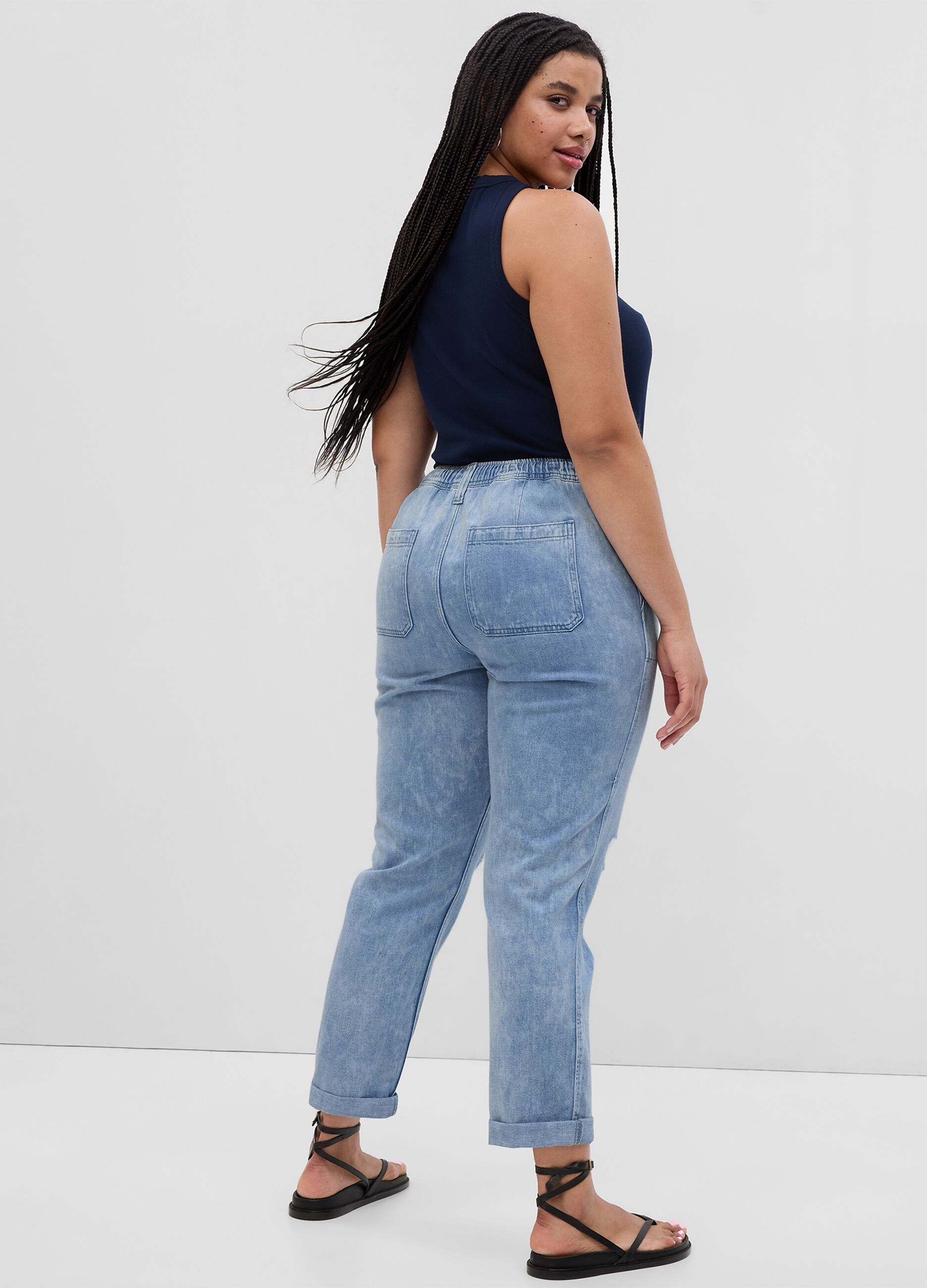 Easy-fit pull-on jeans with drawstring_4