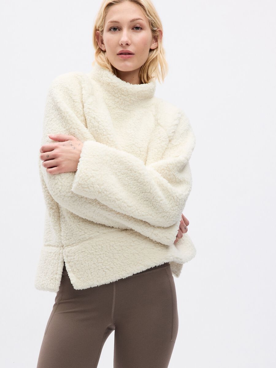 Felpa in sherpa mock neck Donna_0