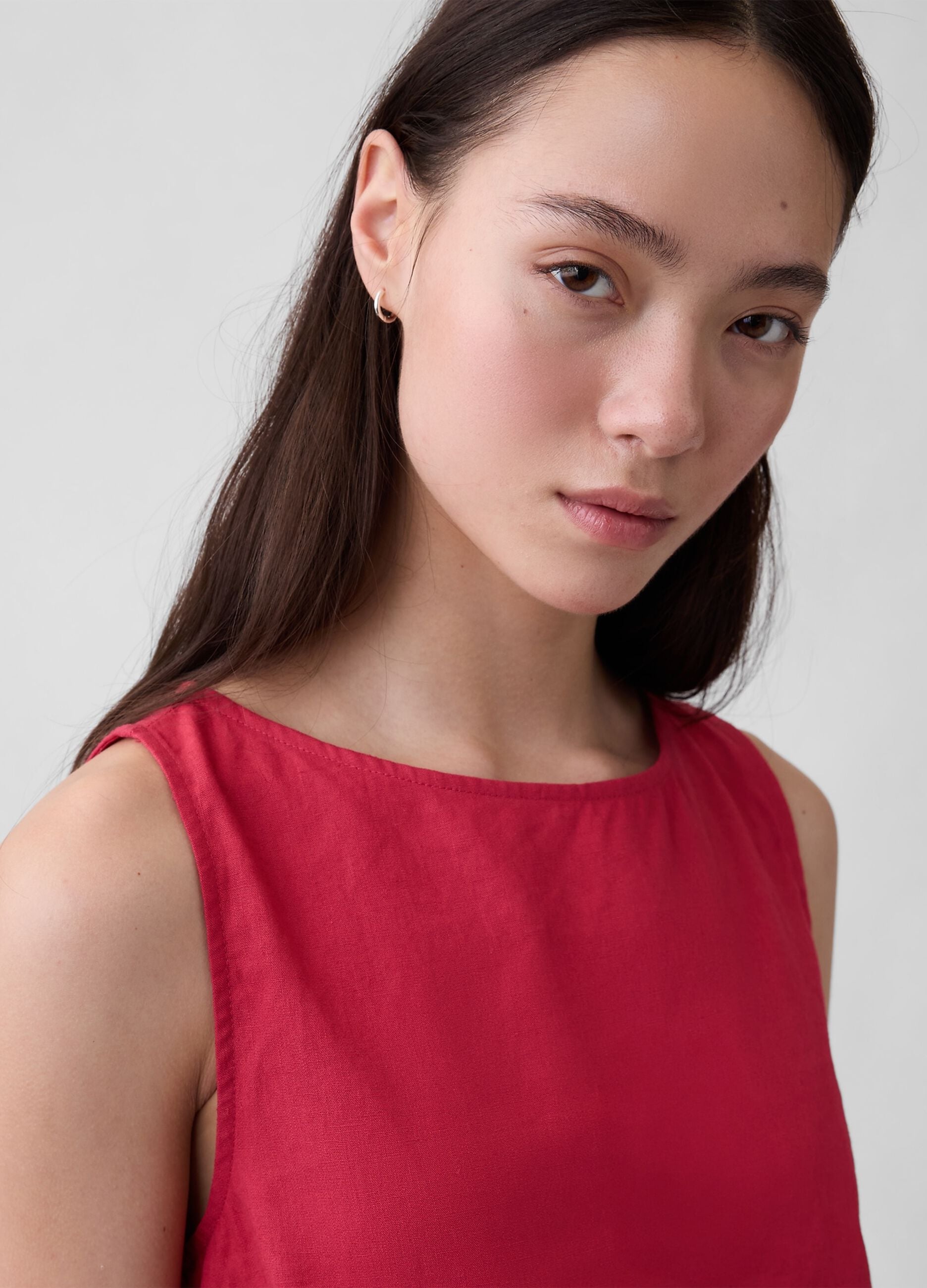 Tank top in misto lino