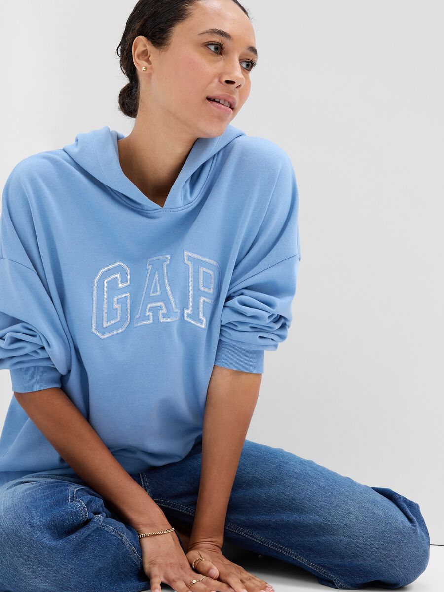 Sweatshirt with logo embroidery and lurex details Woman_0