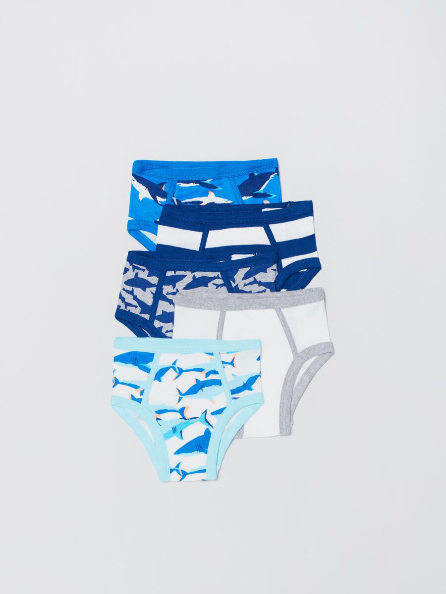 Five-pack briefs with shark print Toddler Boy_0
