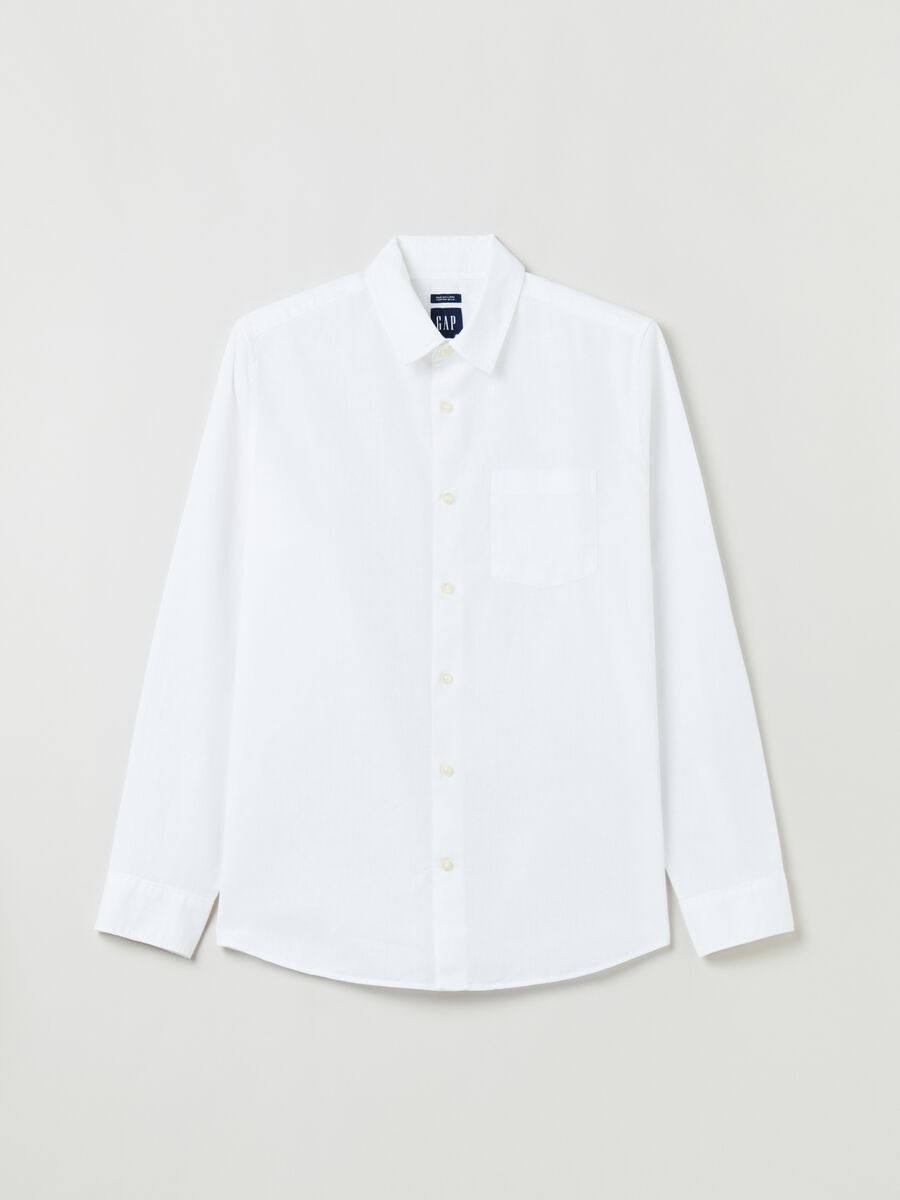 Linen and cotton shirt with pocket Man_1