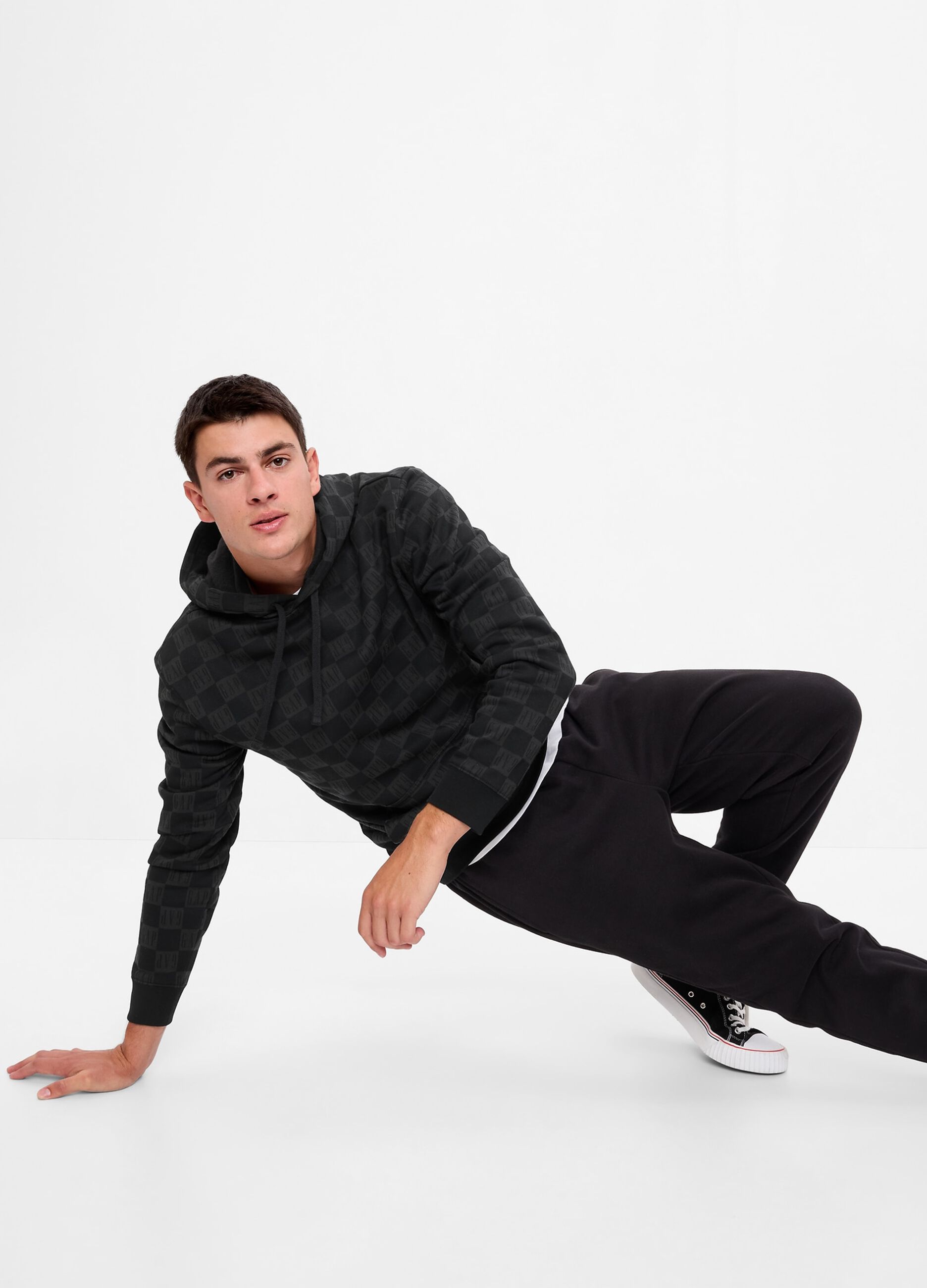 Hoodie with check print and logo_1