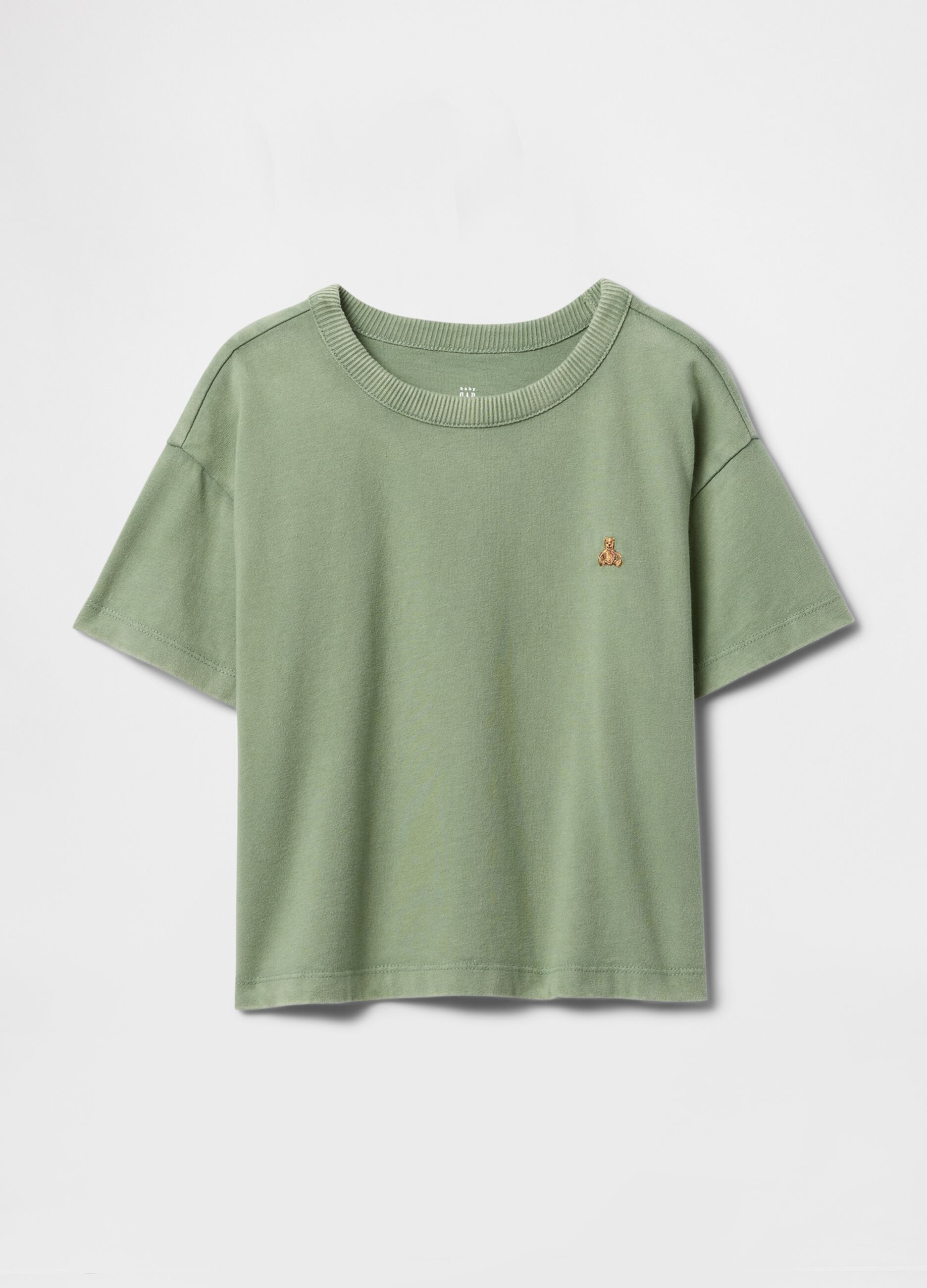 T-shirt cropped verde con ricamo_2