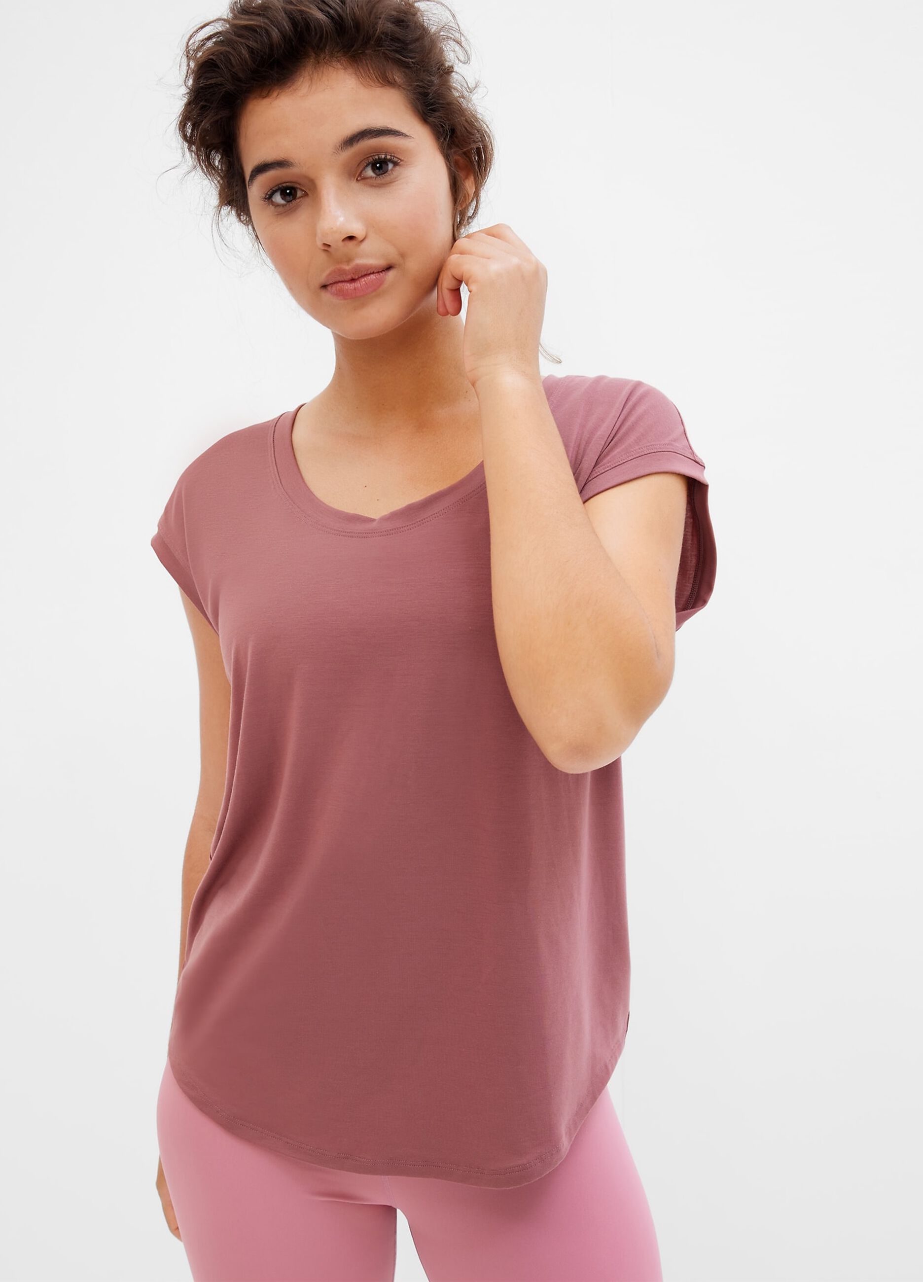 Solid colour stretch T-shirt