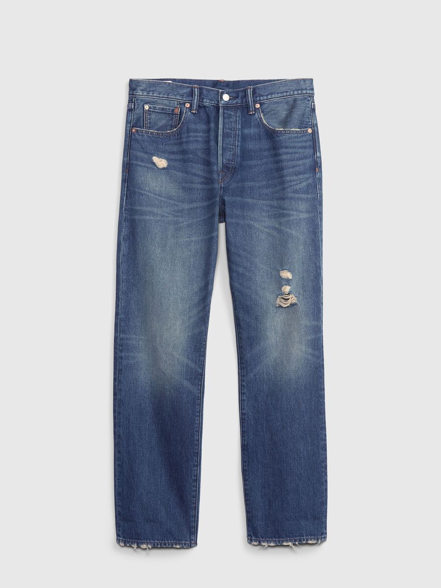 Straight fit jeans with worn look Man_3