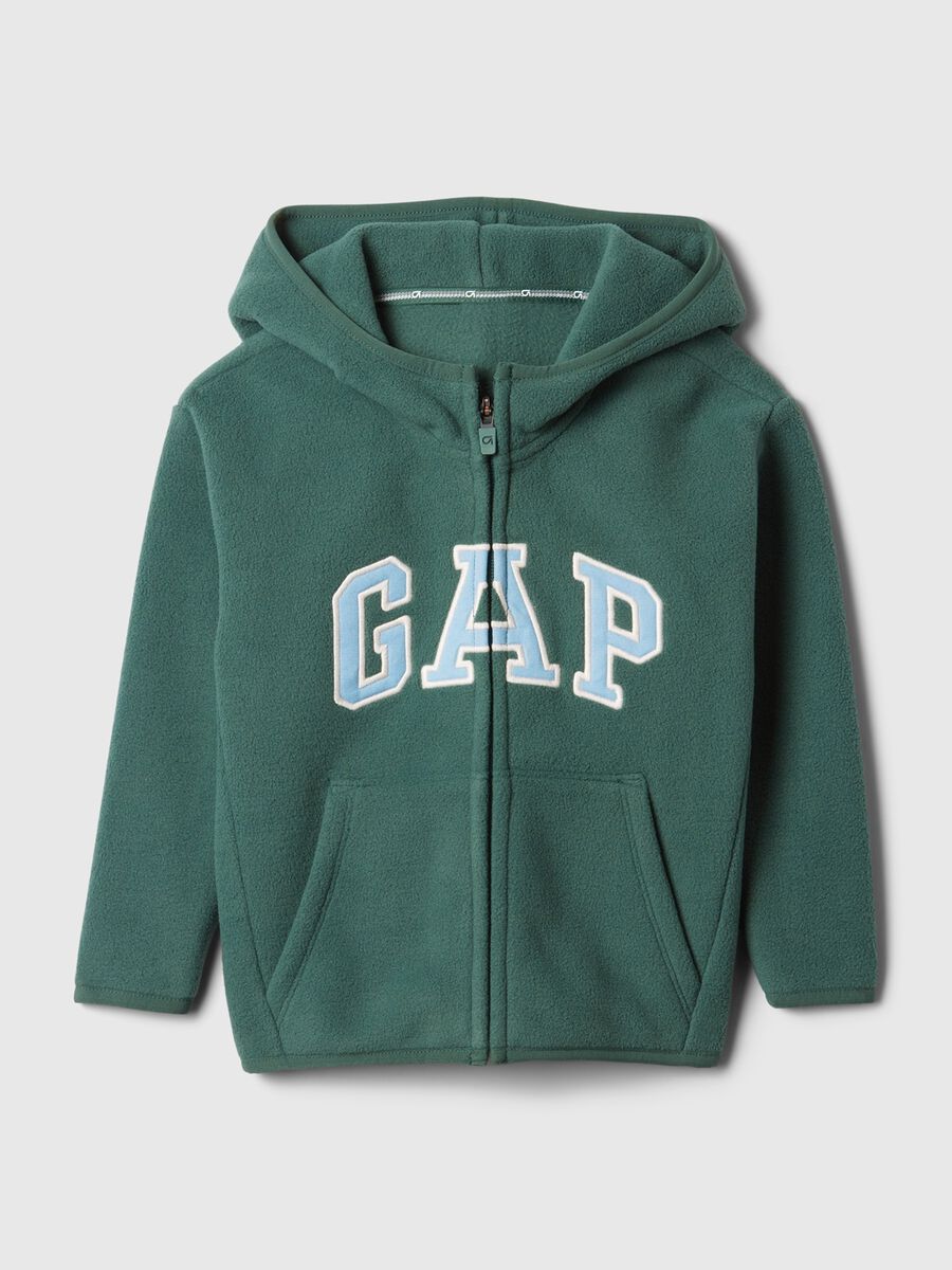 Full-zip in pile con cappuccio e ricamo logo Bimbo_0