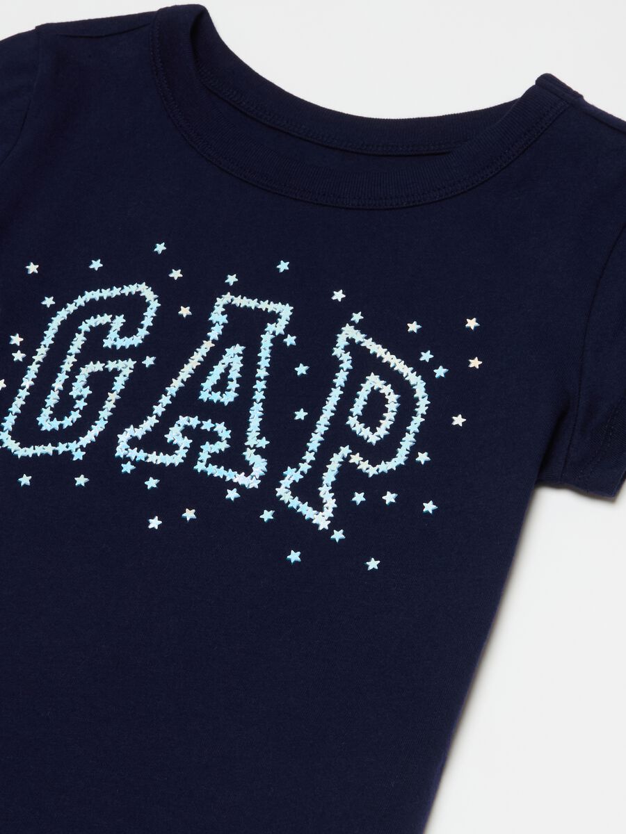 T-shirt with logo print with small stars Girl_2