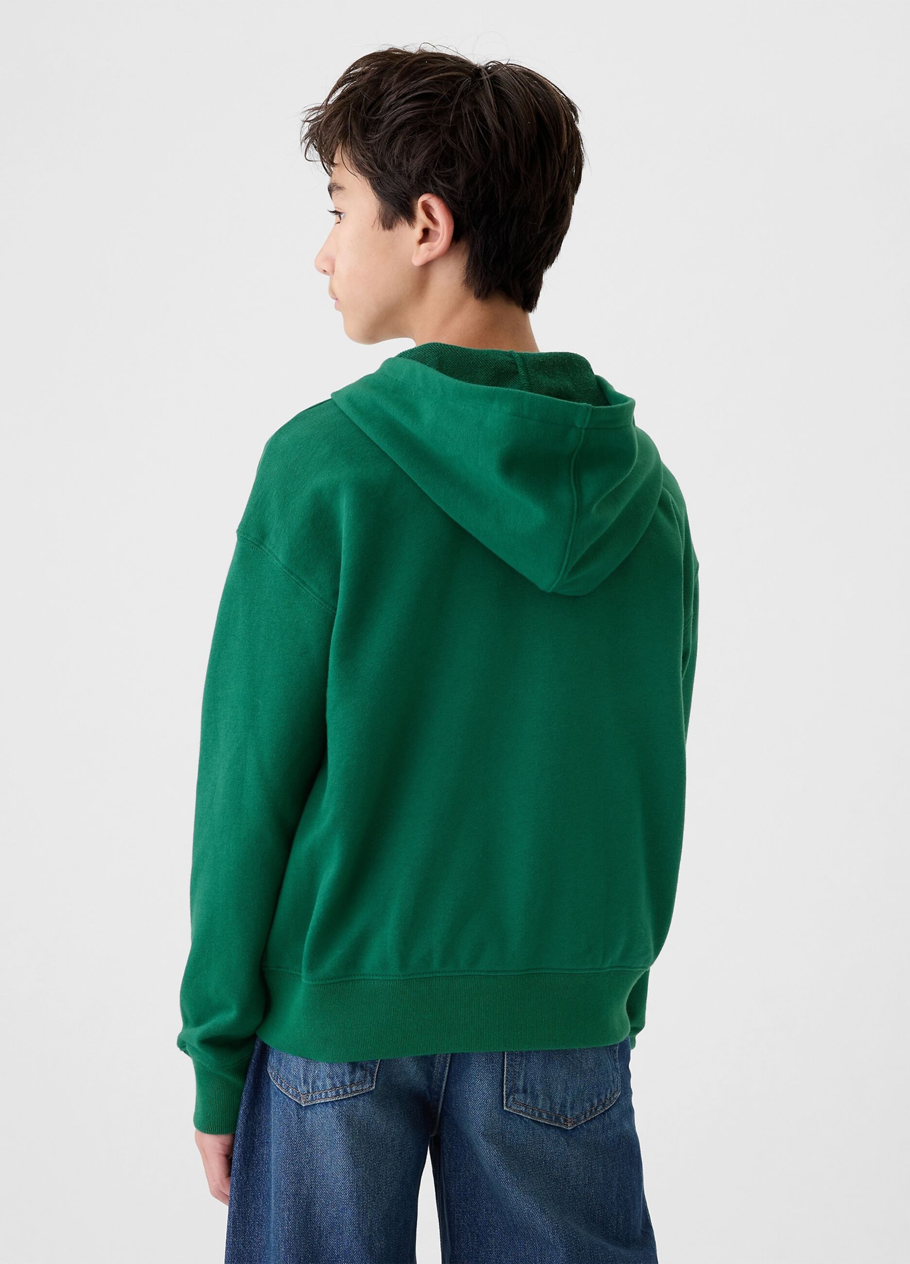 Full-zip sweatshirt with hood and logo embroidery_2