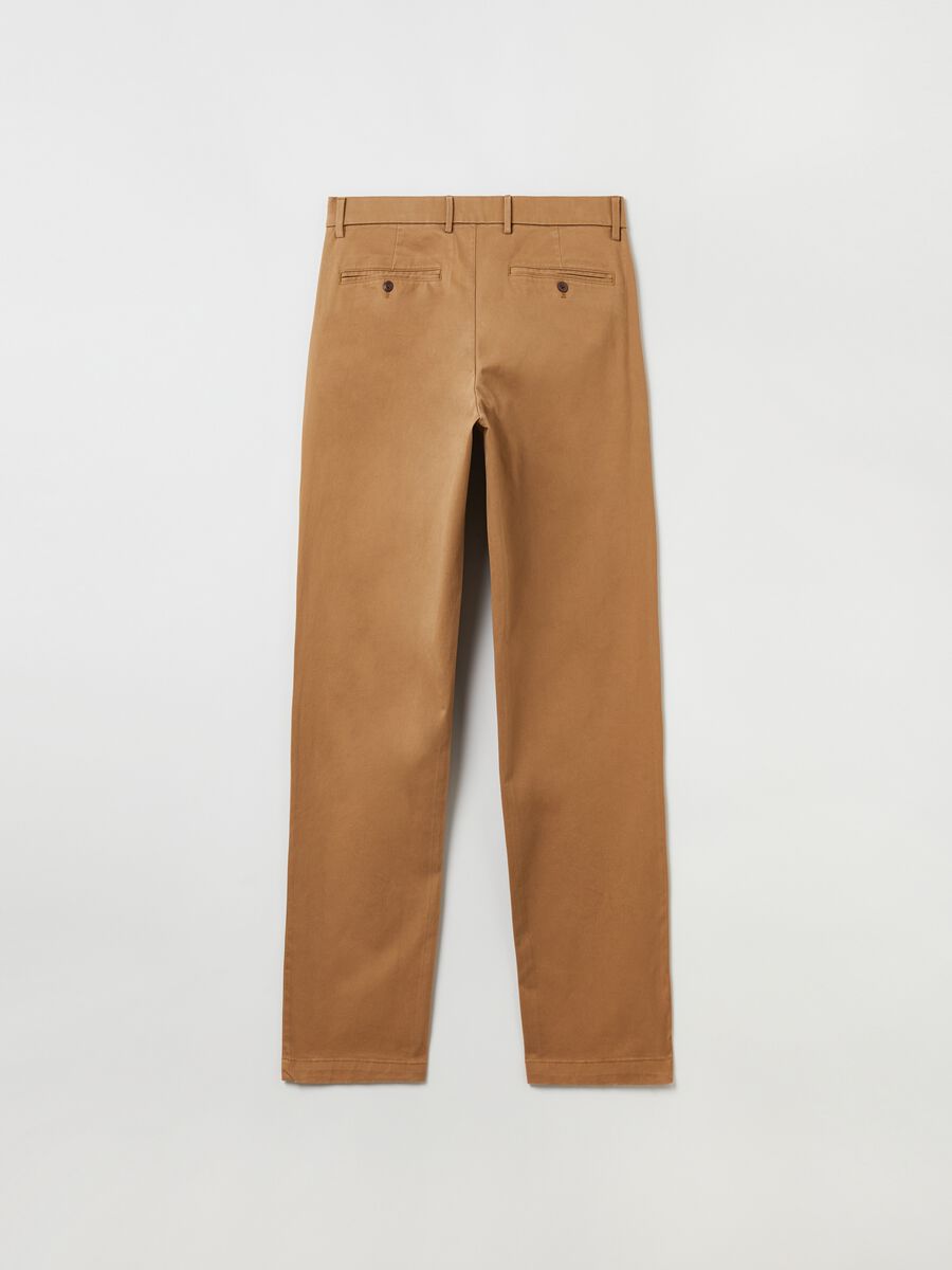 Pantaloni straight fit in cotone stretch Uomo_2