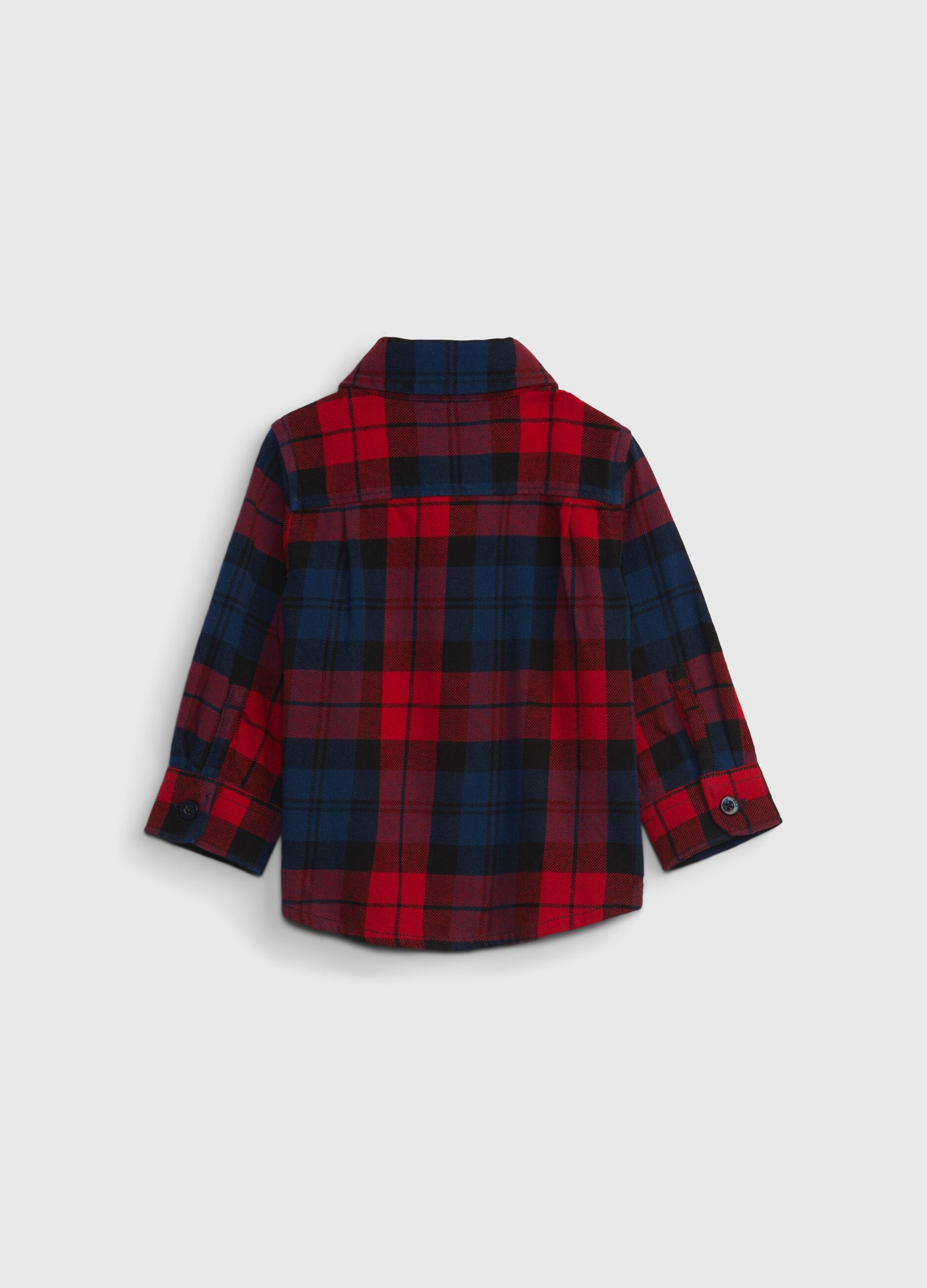 Tartan flannel shirt with embroidered bear_1
