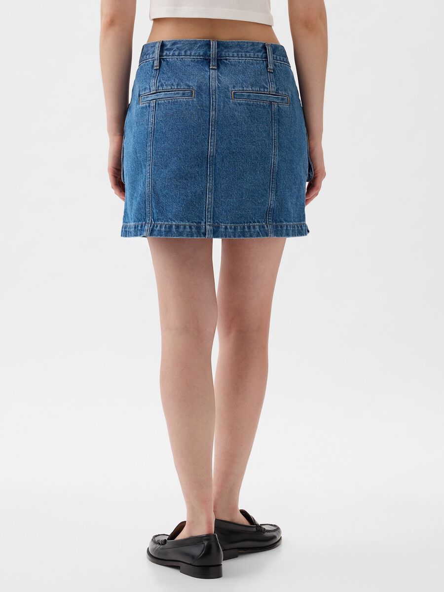 Gonna corta cargo in denim Donna_2