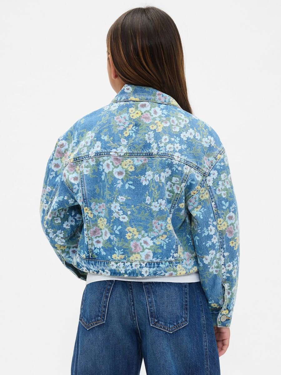 Multicolour Denim Jacket with Flowers Girl_2