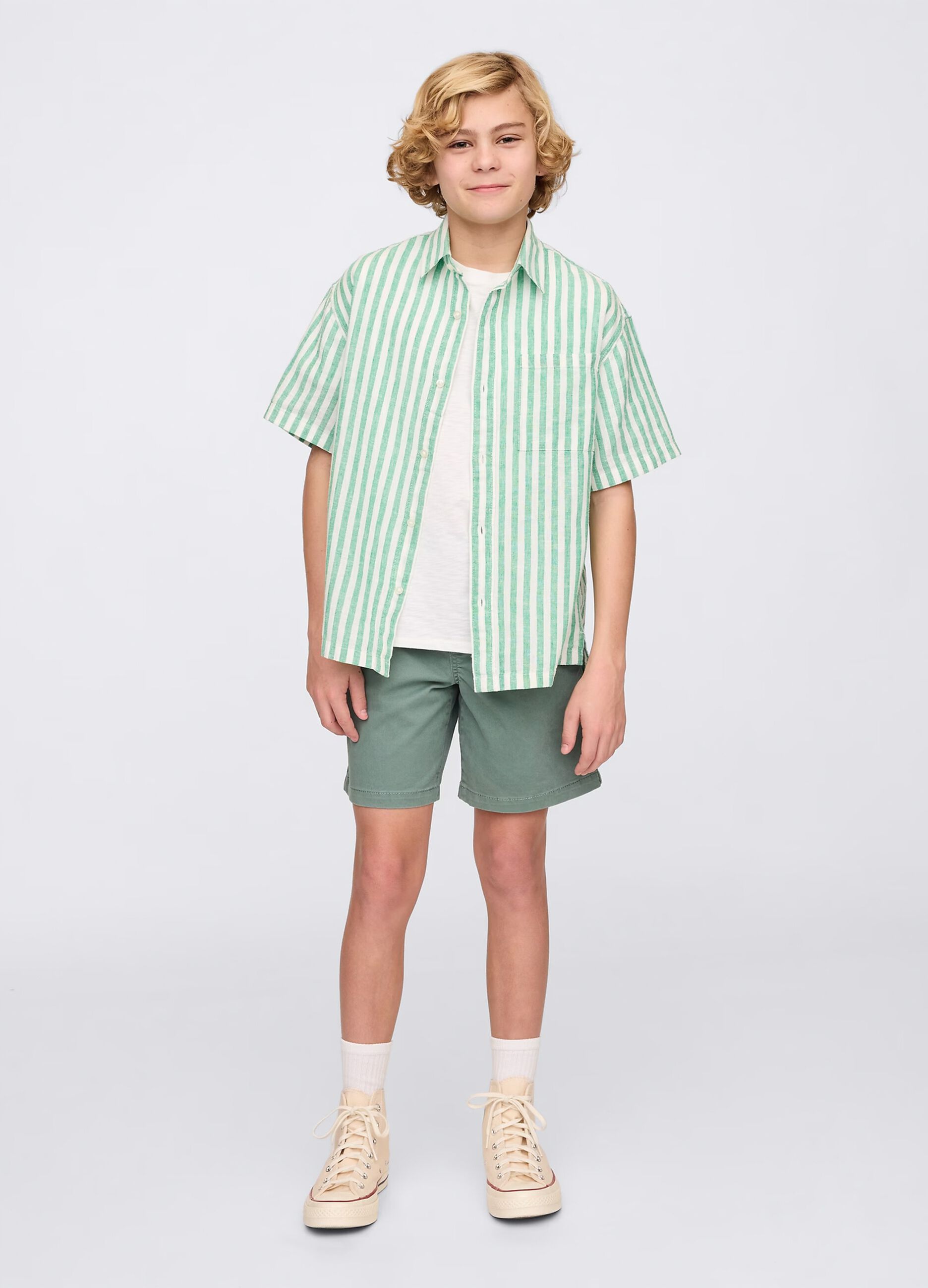 Shorts verdi in cotone elasticizzato