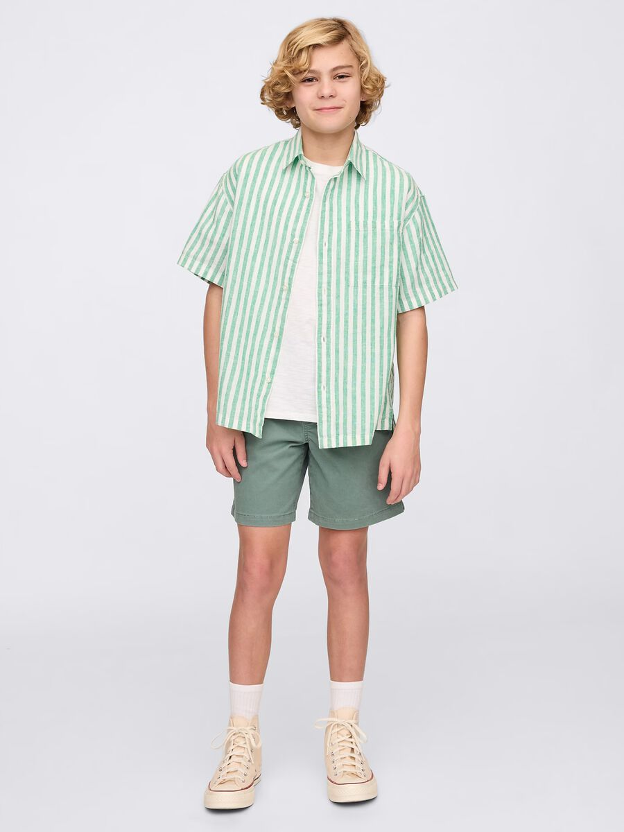Shorts verdi in cotone elasticizzato Bambino_0