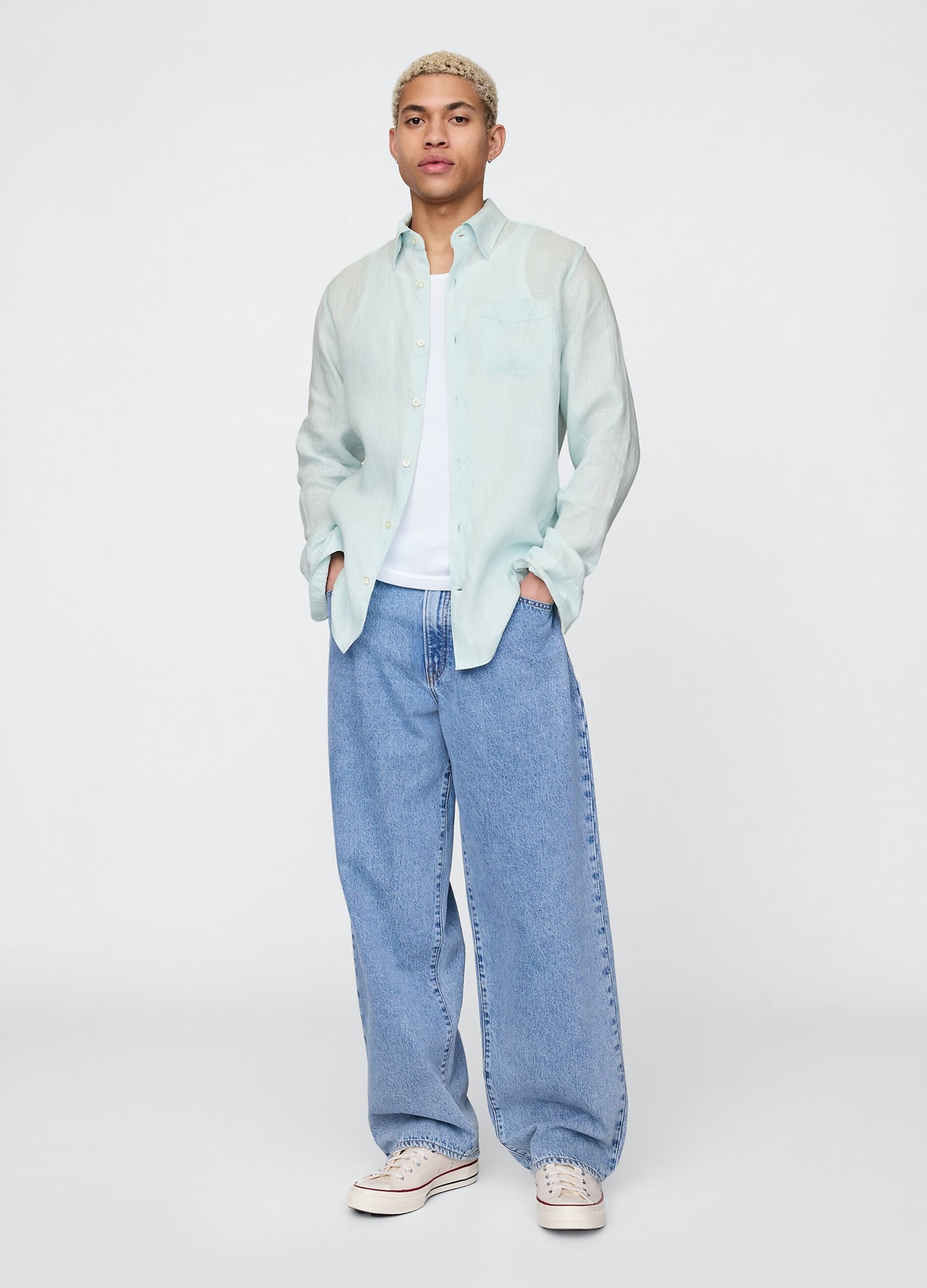 Camicia in lino azzurra Gap_1