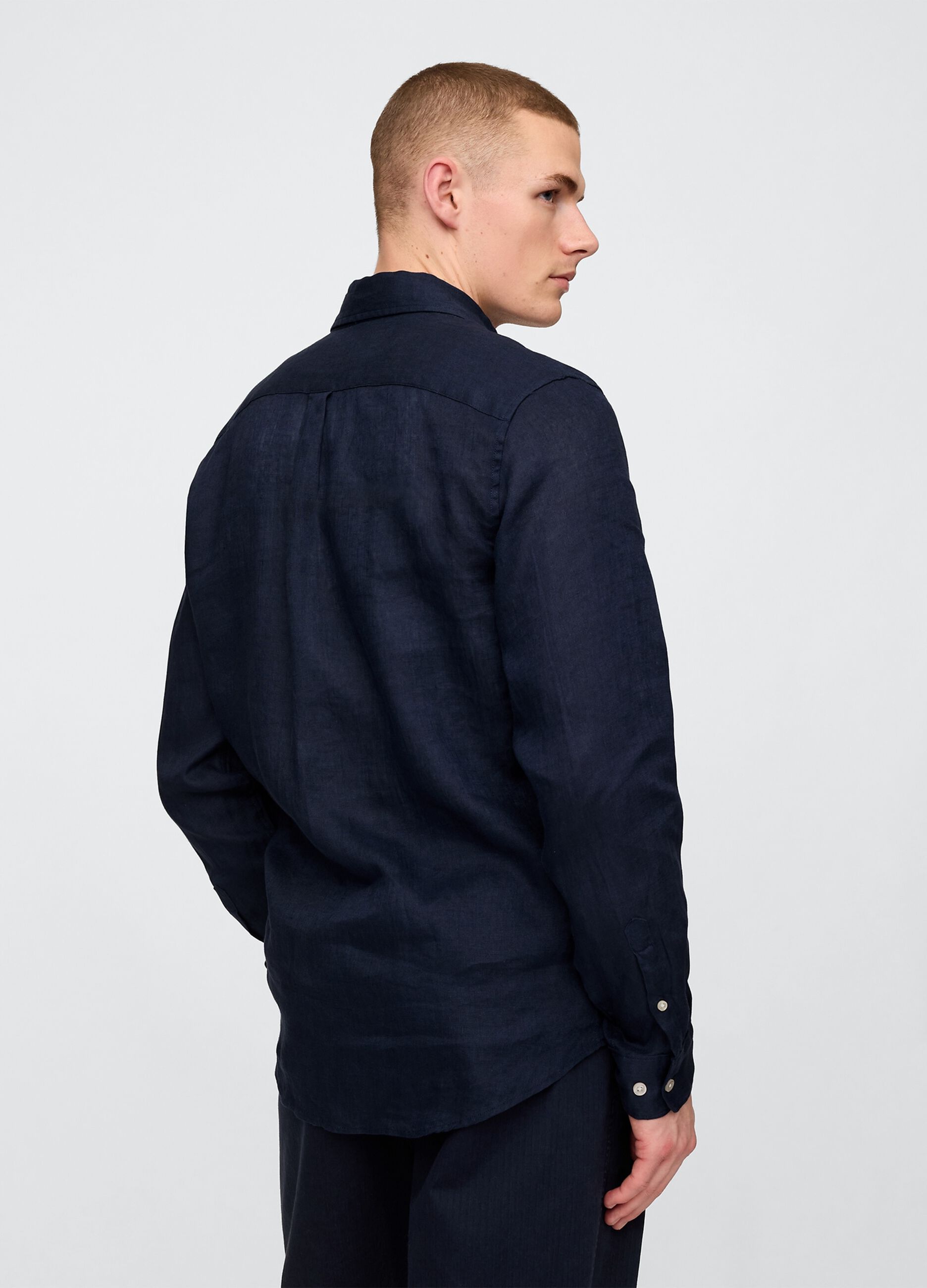 Camicia in lino blu scuro Gap_2