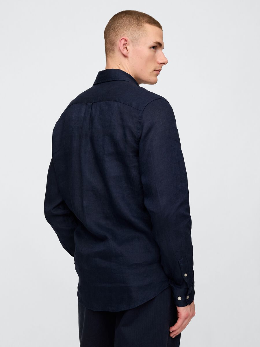Camicia in lino blu scuro Gap Uomo_2