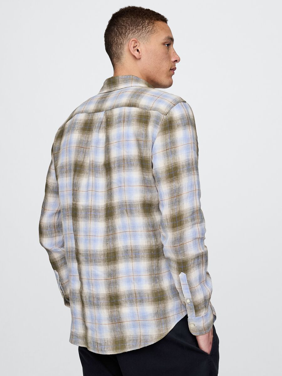 Camicia a quadri verde e azzurra in misto cotone Man_2