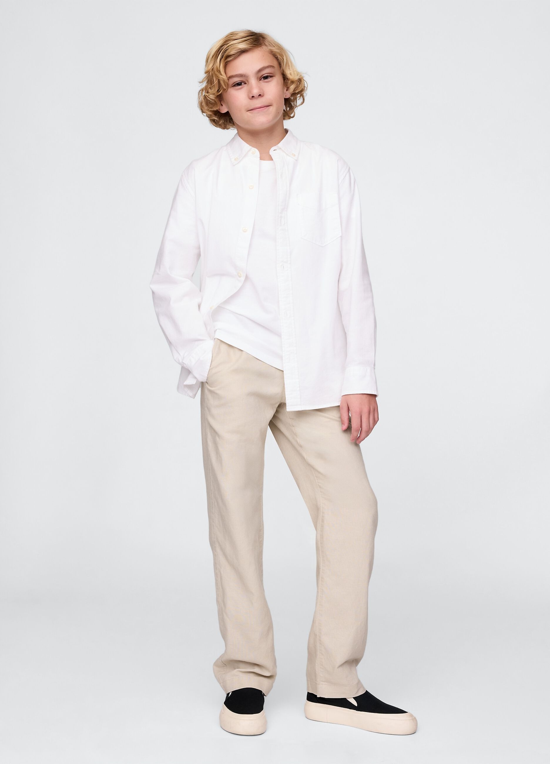 Pantaloni in lino e viscosa 