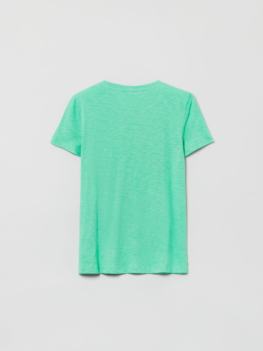 Slub cotton T-shirt with NY print Woman_1