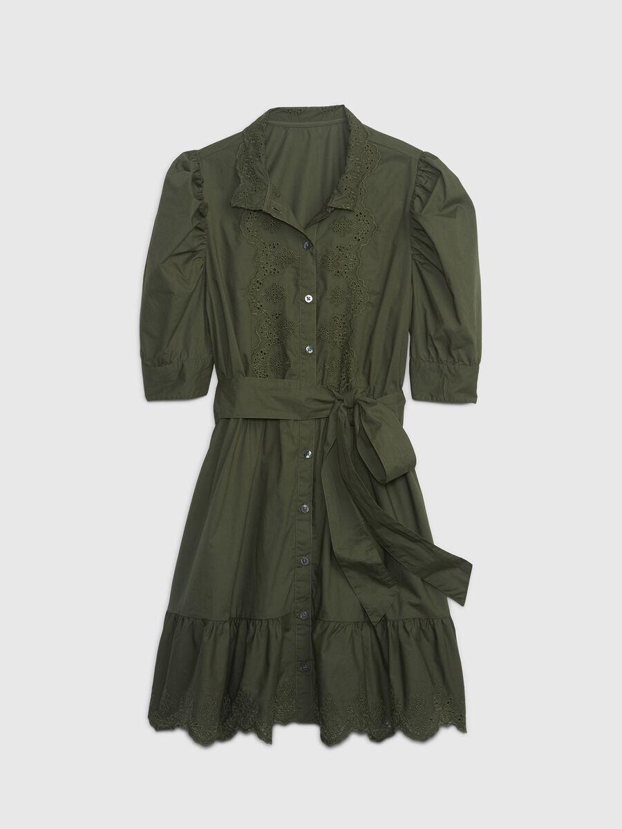 Shirt dress with broderie anglaise details Woman_5