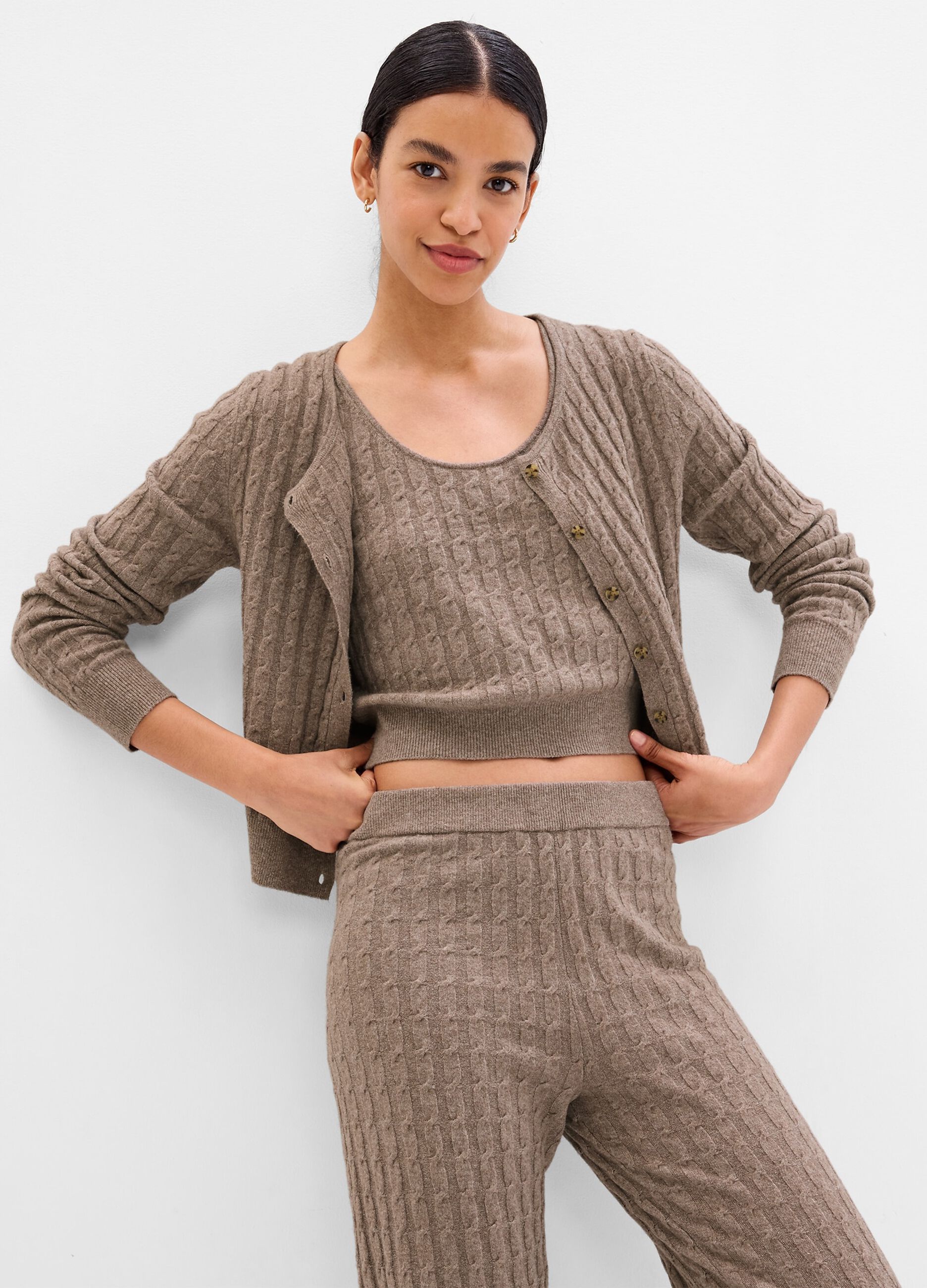 Cardigan with cable-knit design