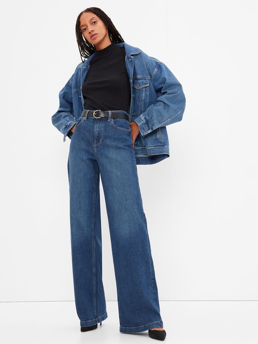 Wide-leg jeans with high waist Woman_0