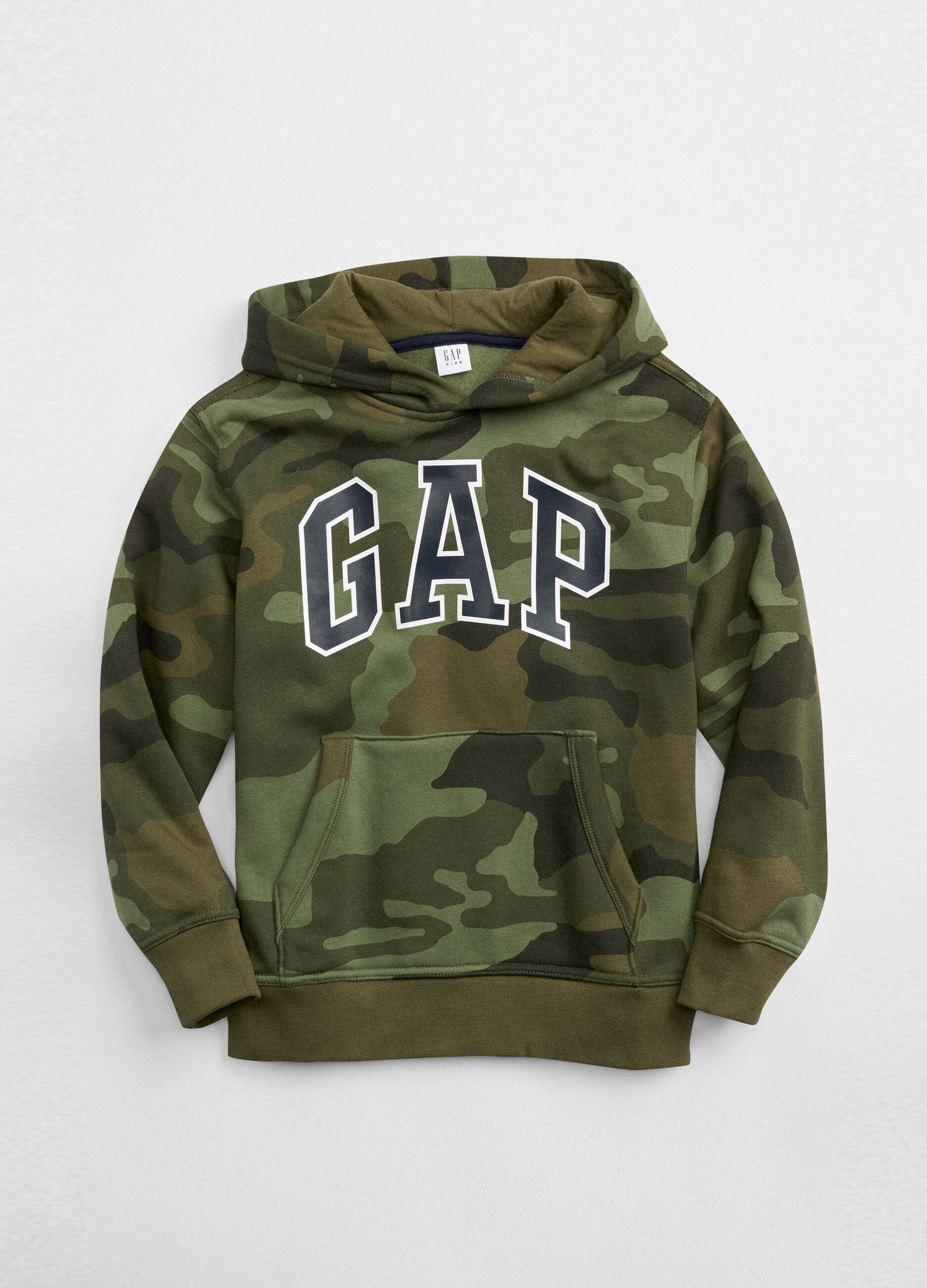 Camouflage sweatshirt with hood and logo