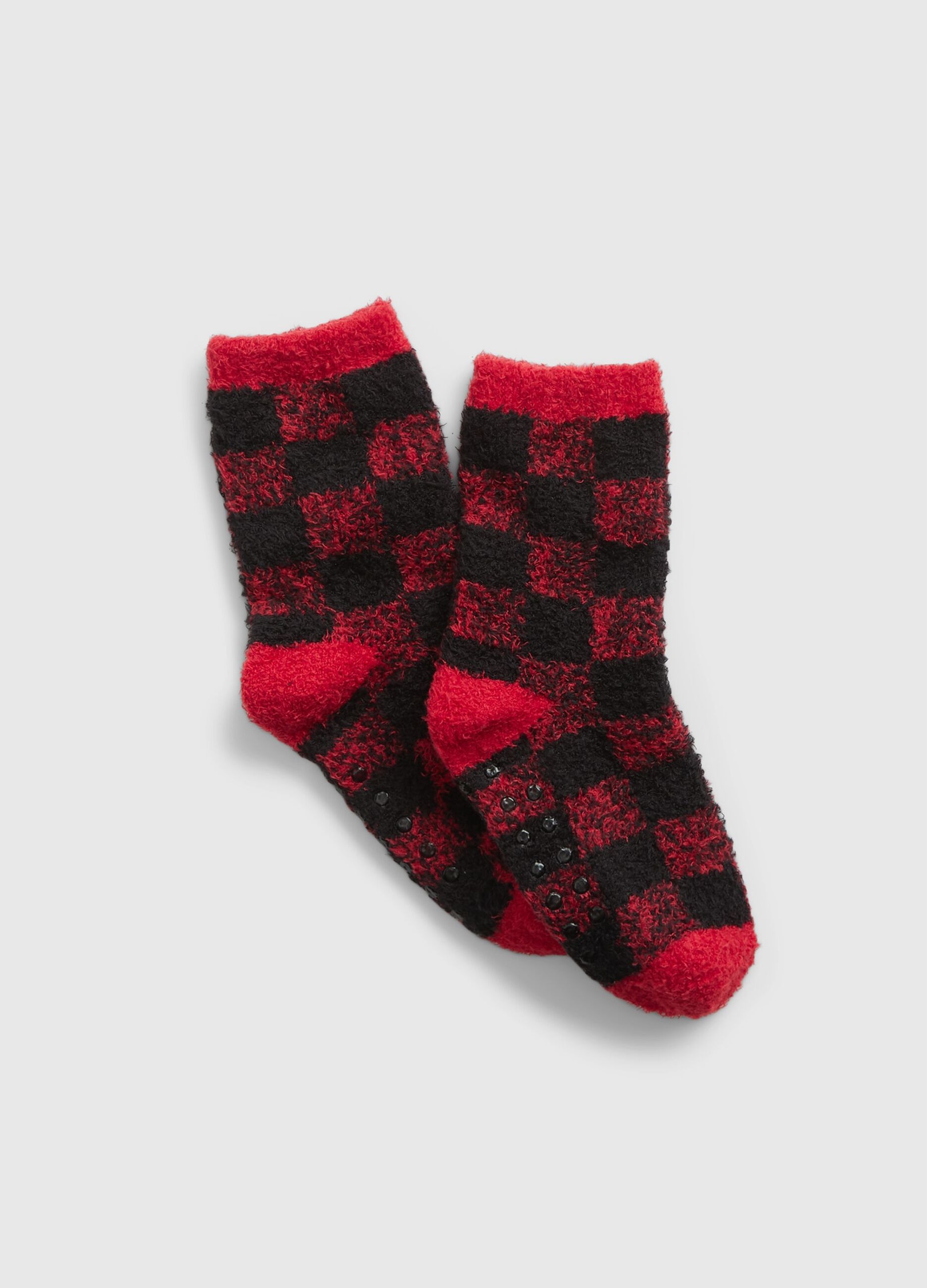 Slipper socks with check pattern