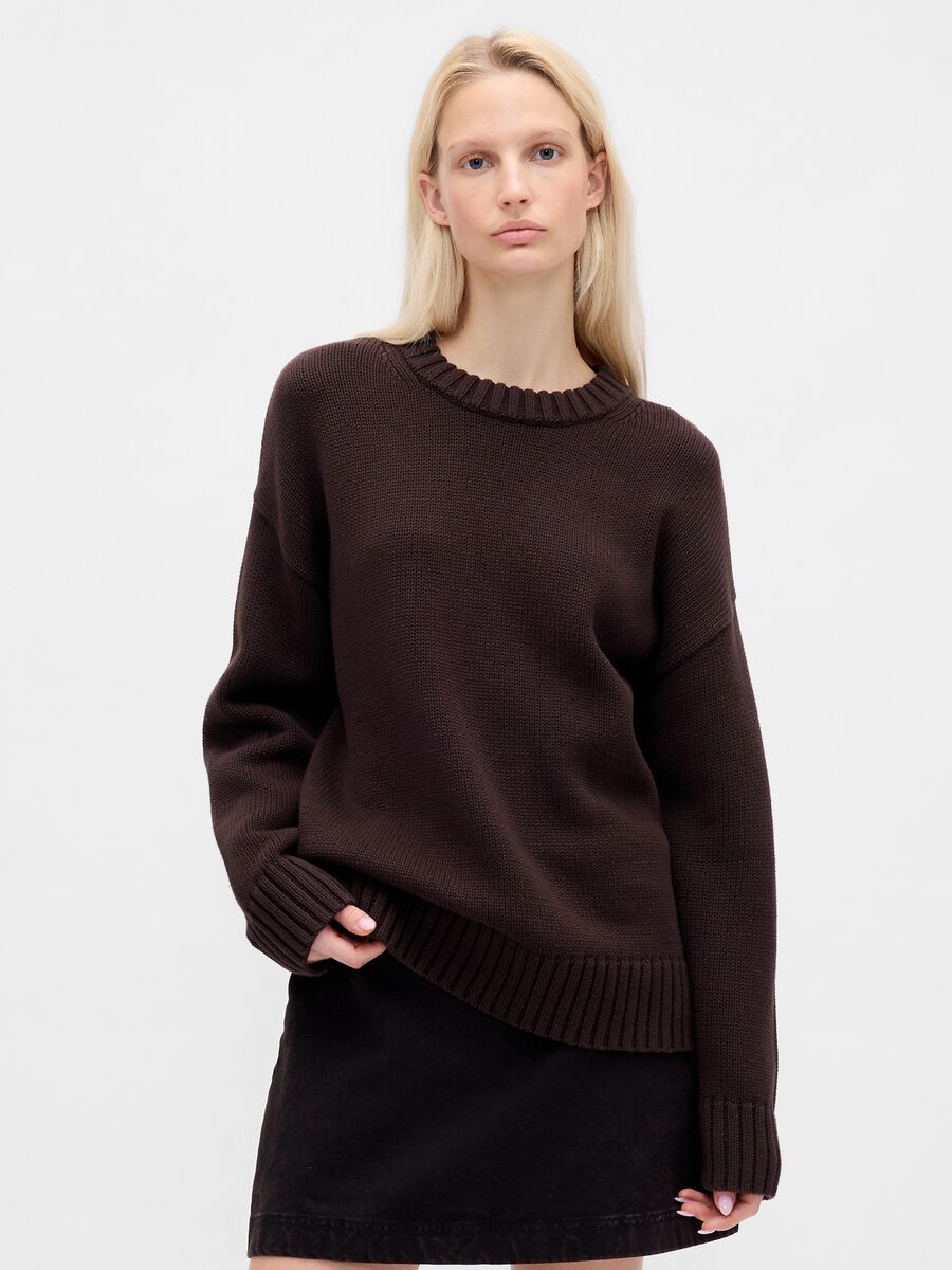 Brown Cotton Sweater Woman_0